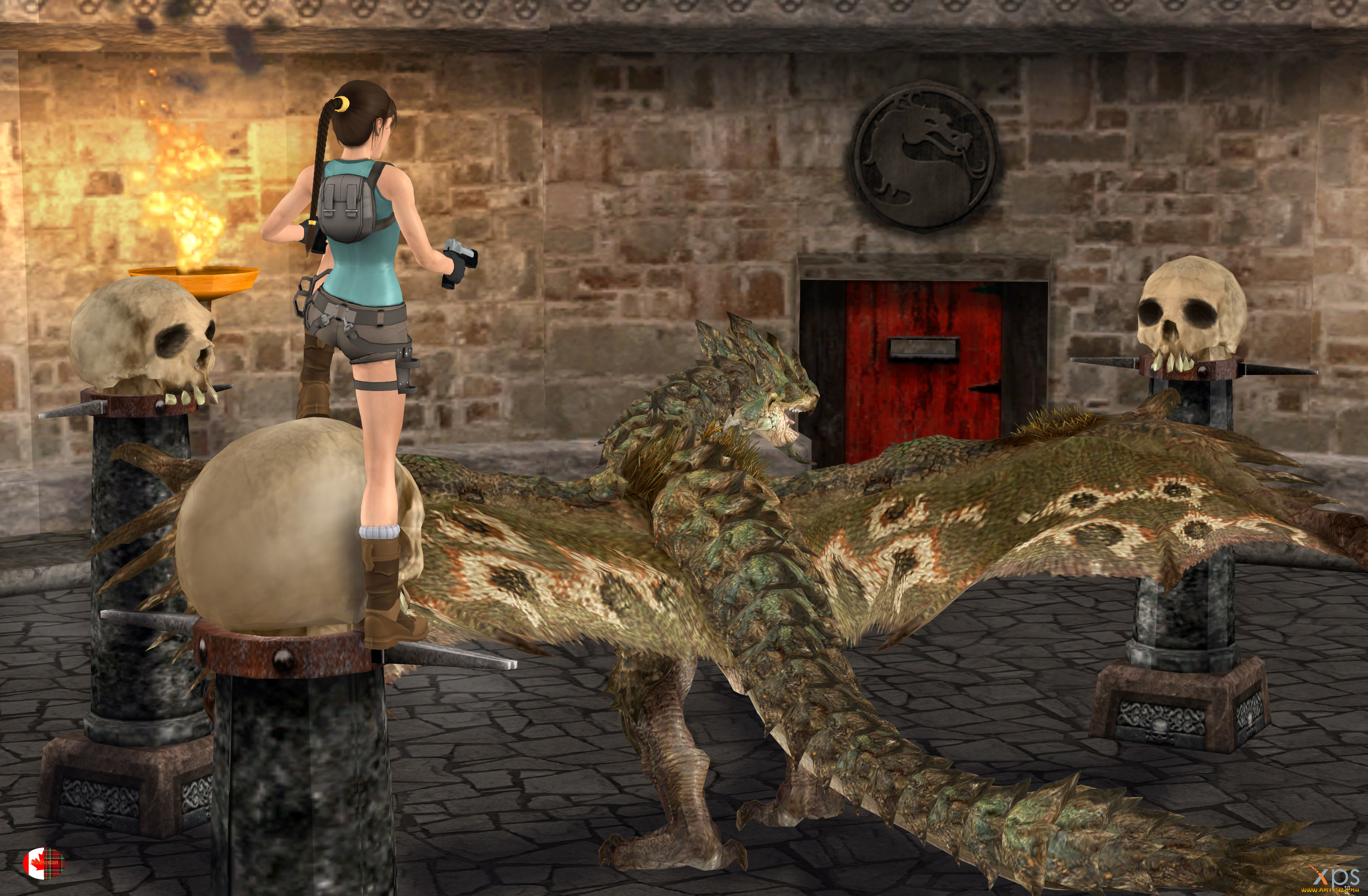 3д, графика, фантазия, , fantasy, взгляд, девушка, дракон, фон