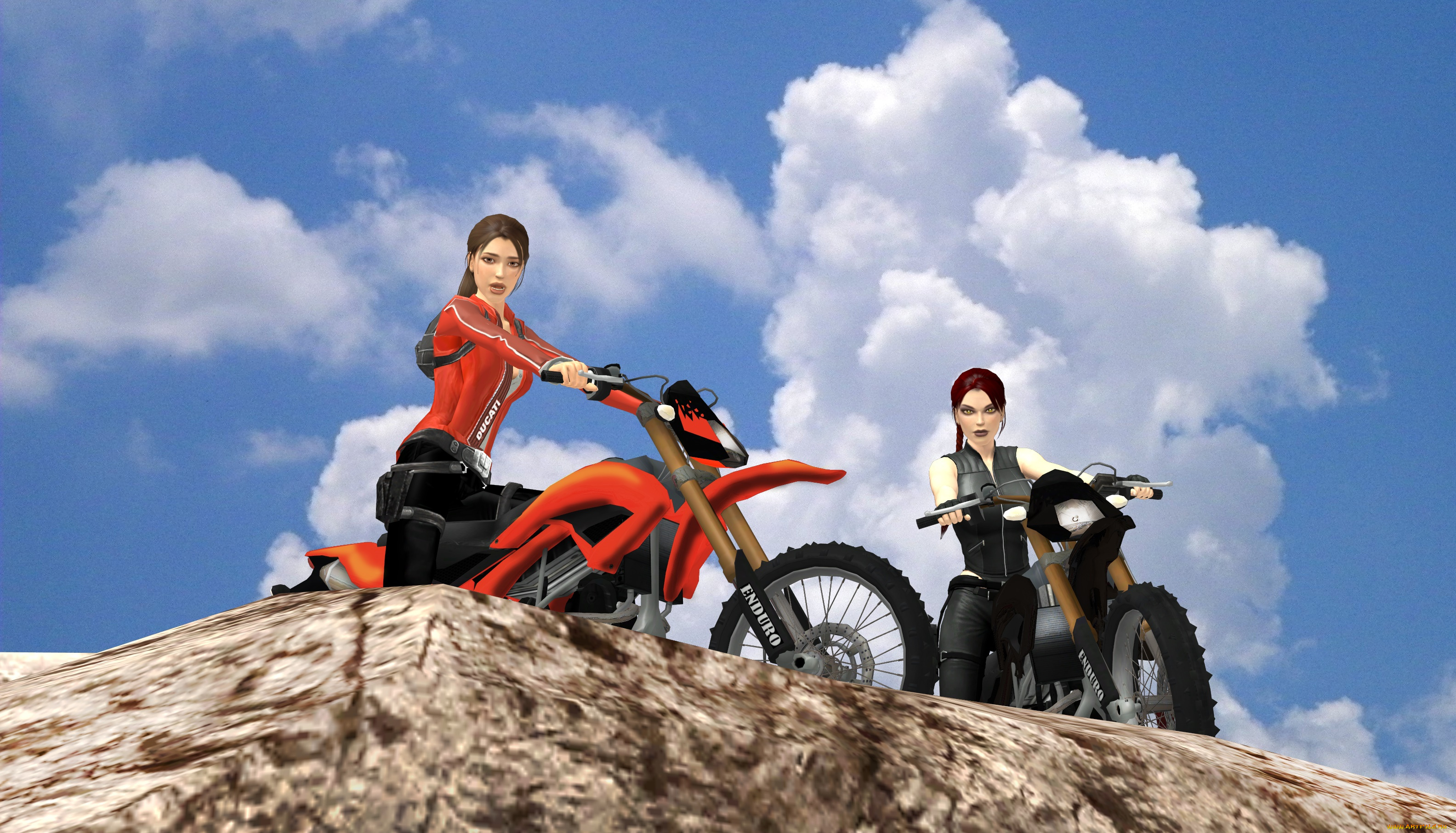 3д, графика, люди-авто, мото, , people-, car, , , moto, девушки, фон, мотоцикл, взгляд