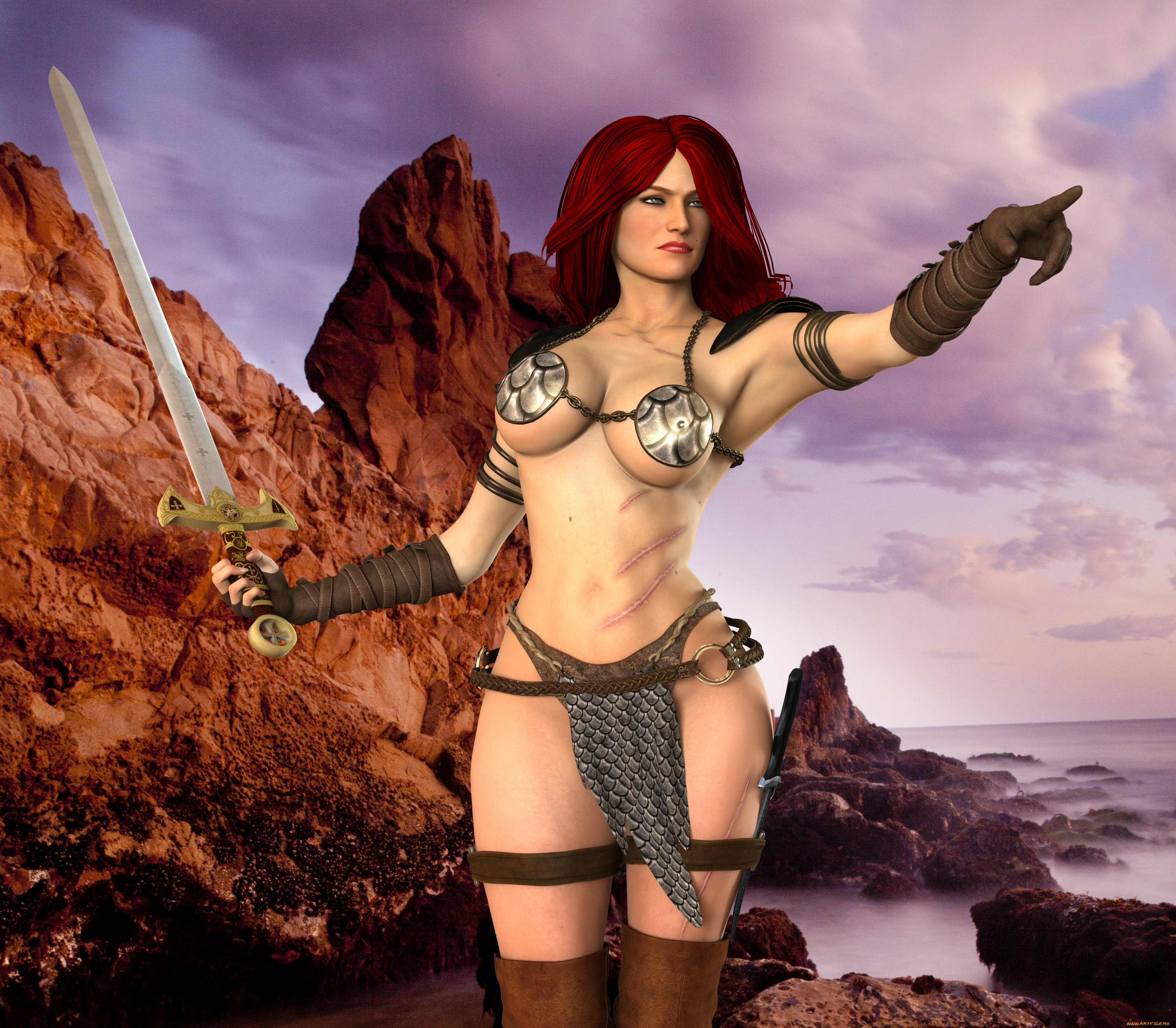 3д, графика, амазонки, , amazon, фон, взгляд, девушка