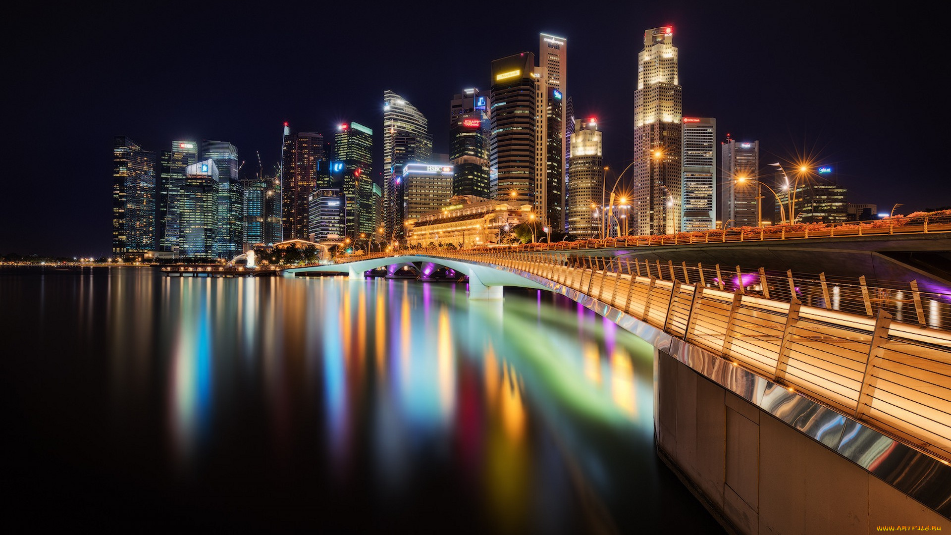 central, business, district, of, singapore, города, сингапур, , сингапур, огни, ночь