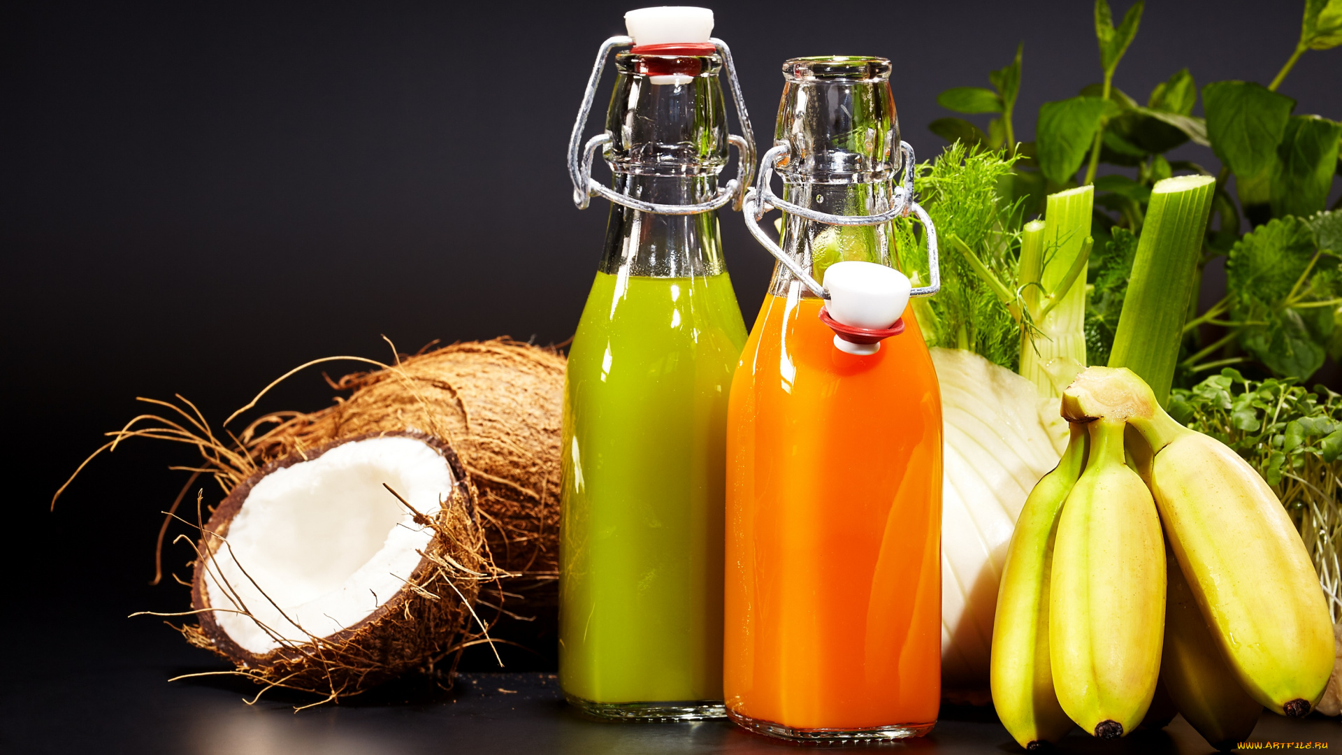 еда, напитки, , сок, мята, банан, кокос, напиток, сок