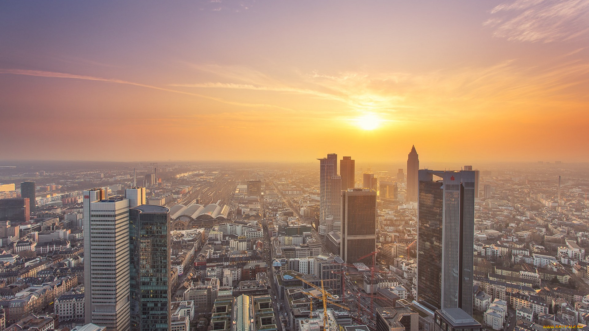 frankfurt, am, main, города, франкфурт-на-майне, , германия, небоскребы, панорама