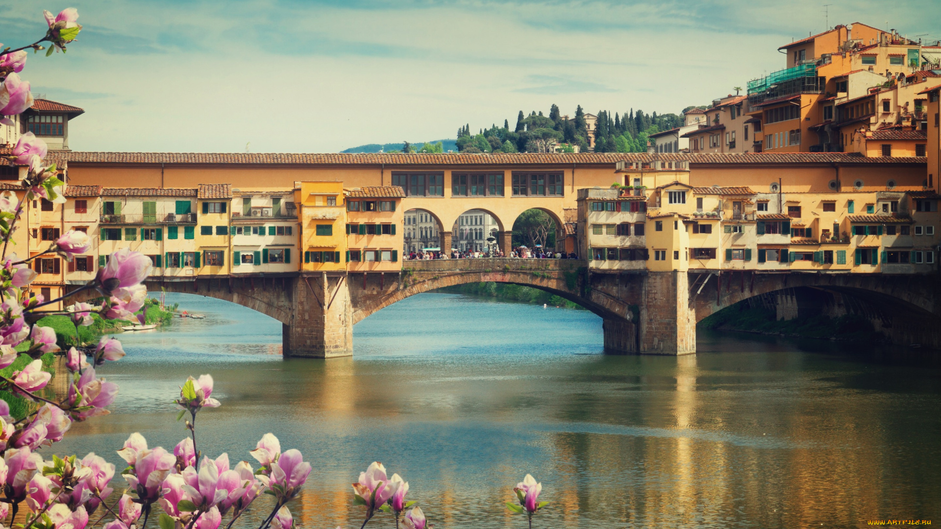 города, флоренция, , италия, bridge, флоренция, cityscape, city, город, florence, panorama, europe, цветение, travel, italy, мост, весна, ponte, vecchio, view