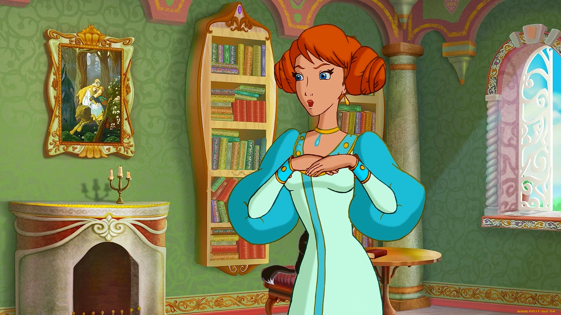 мультфильмы, иван, царевич, и, серый, волк, 2, картина, камин, девушка, свеча, книга