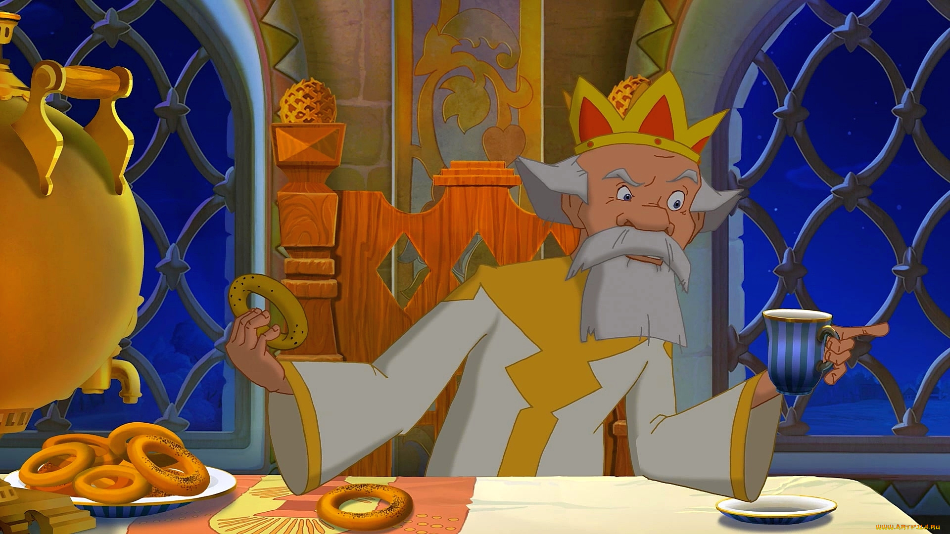 мультфильмы, иван, царевич, и, серый, волк, 2, корона, царь, кружка, баранка, самовар