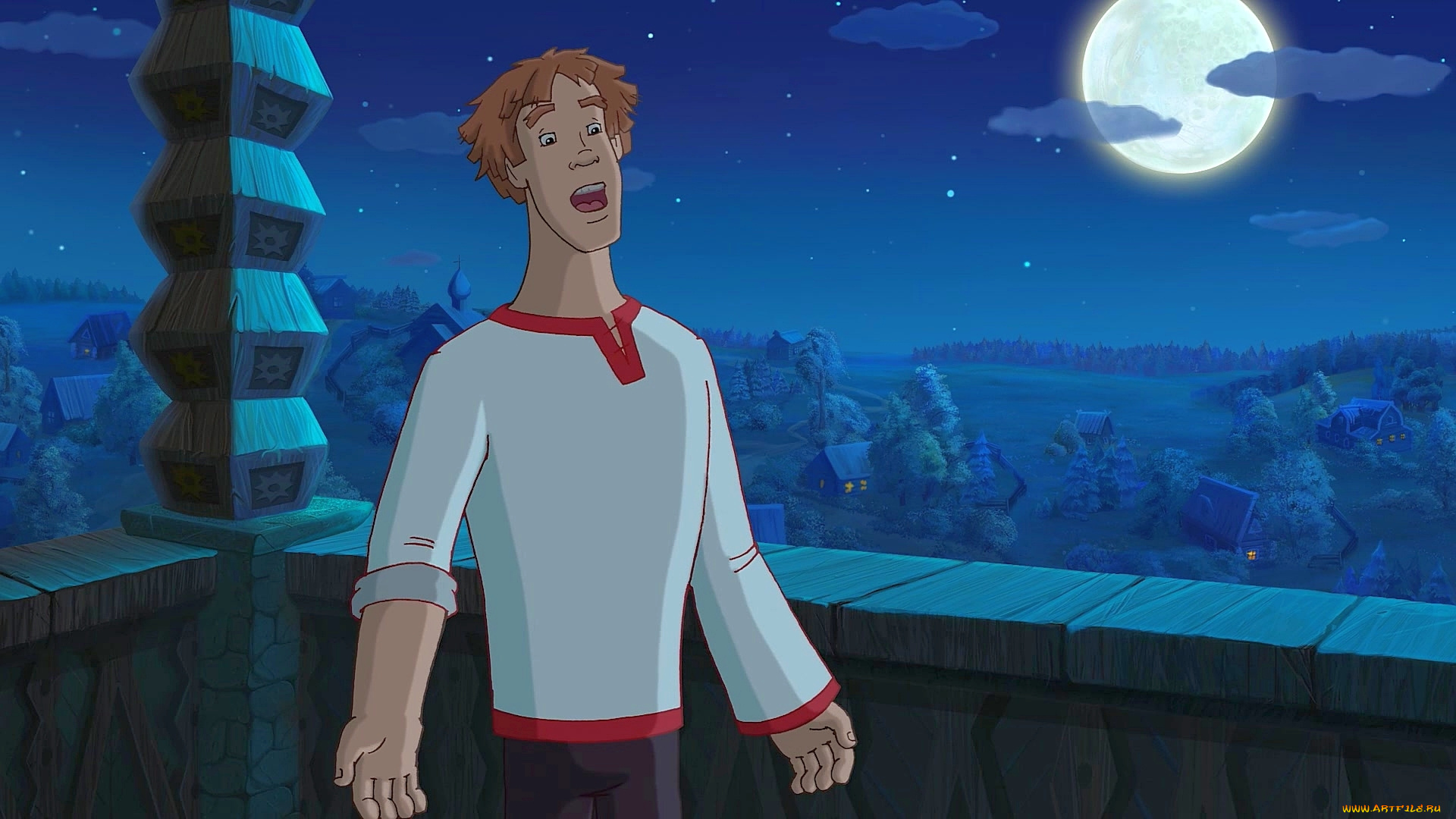 мультфильмы, иван, царевич, и, серый, волк, 2, парень, луна, ночь