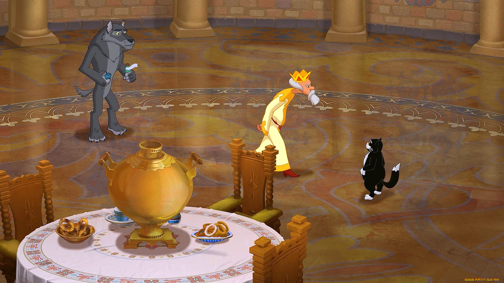 мультфильмы, иван, царевич, и, серый, волк, 2, самовар, царь, волк, кот, стол, стул