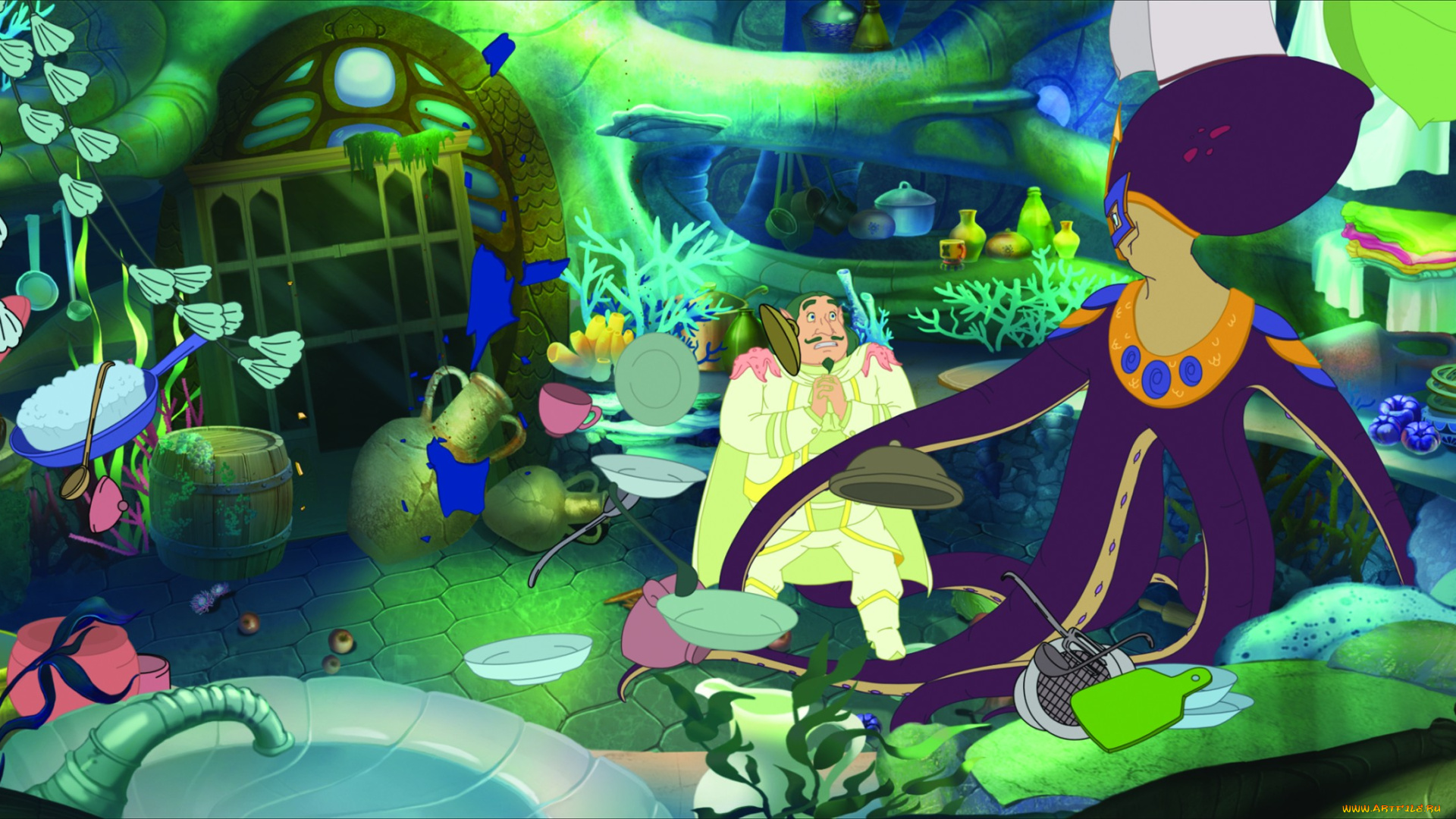 мультфильмы, три, богатыря, и, морской, царь, мультфильм, морские, глубины, осминог