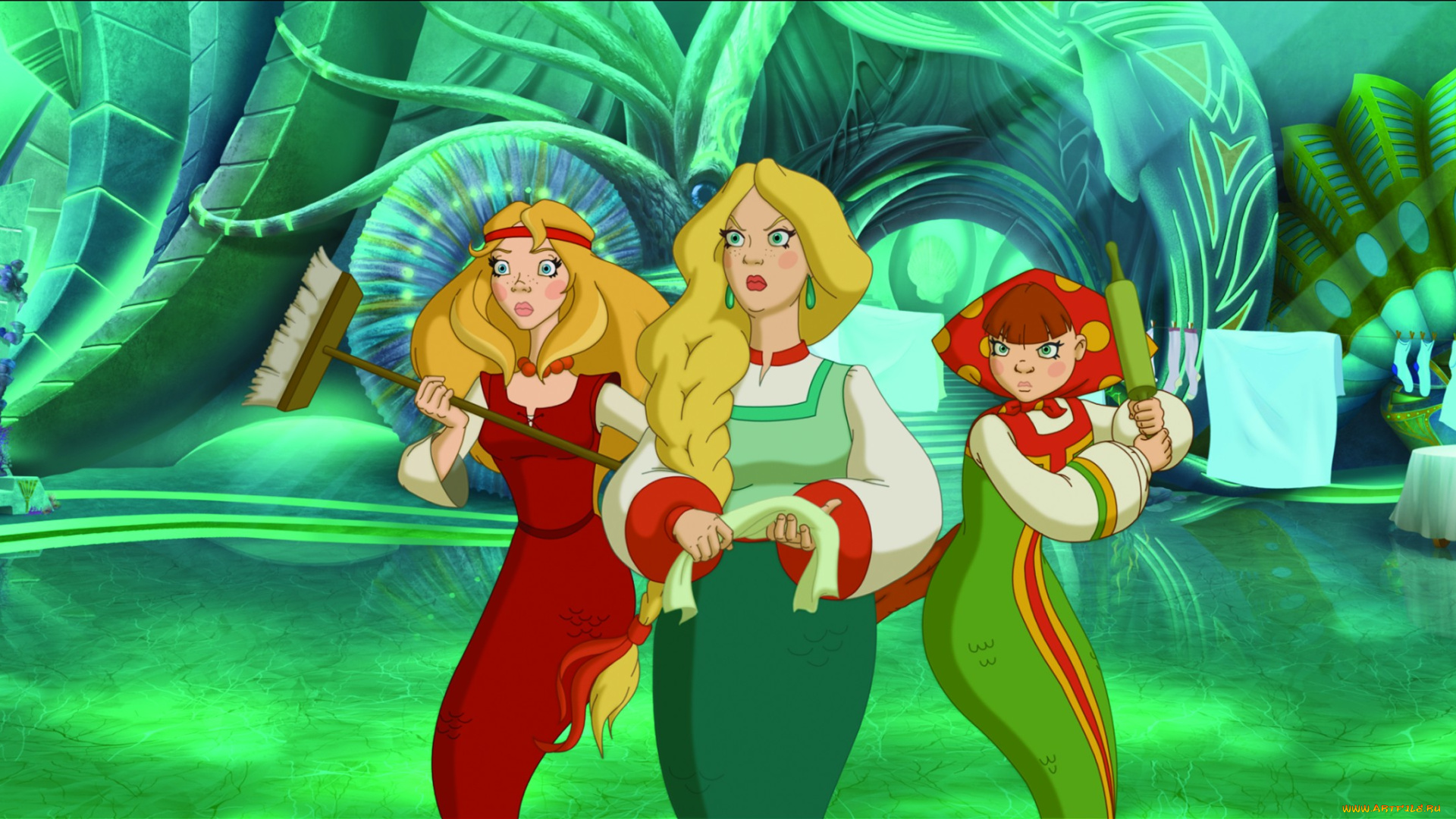 мультфильмы, три, богатыря, и, морской, царь, мультик, жены, море
