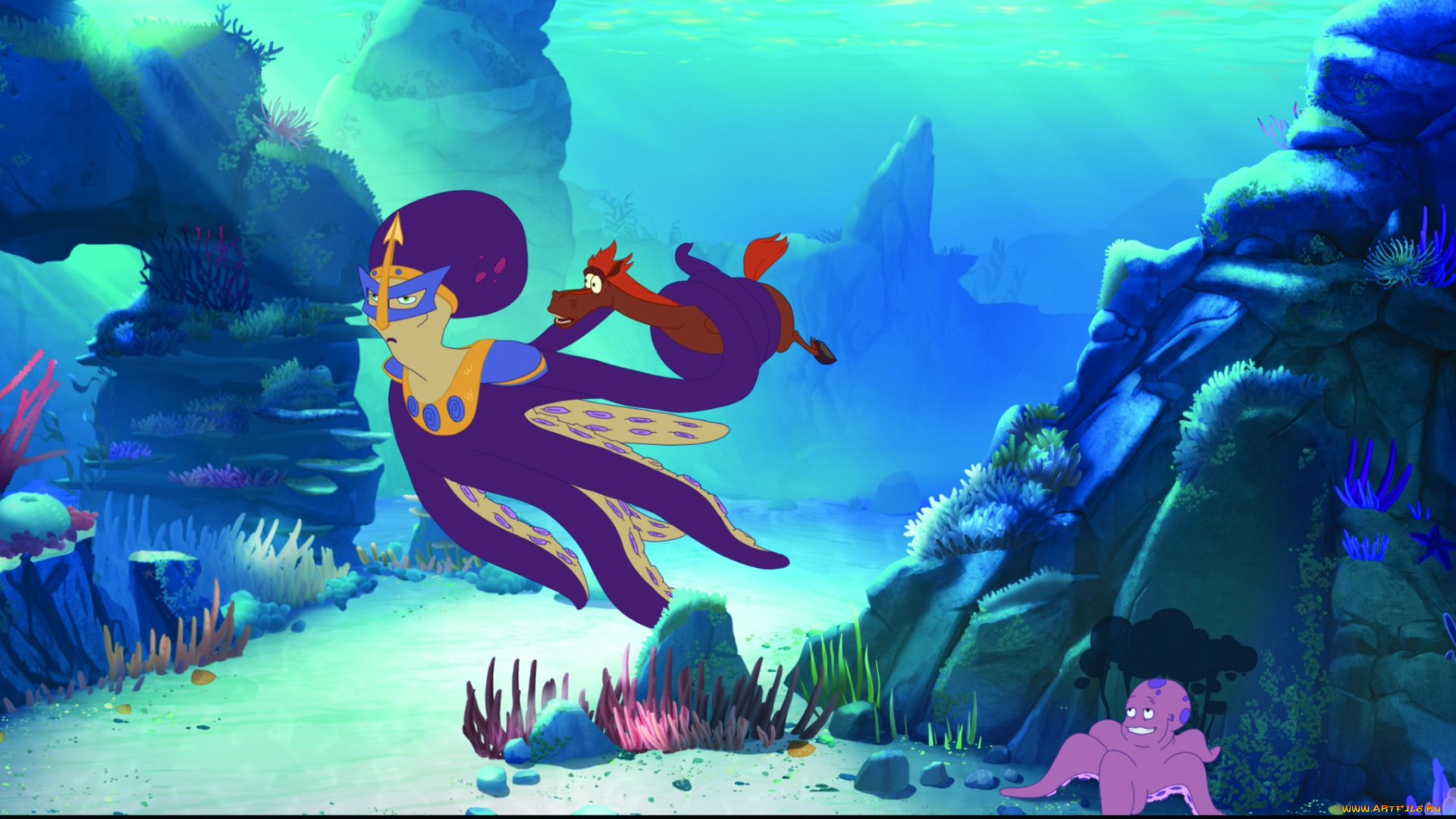 мультфильмы, три, богатыря, и, морской, царь, мультик, осминог, морские, глубины