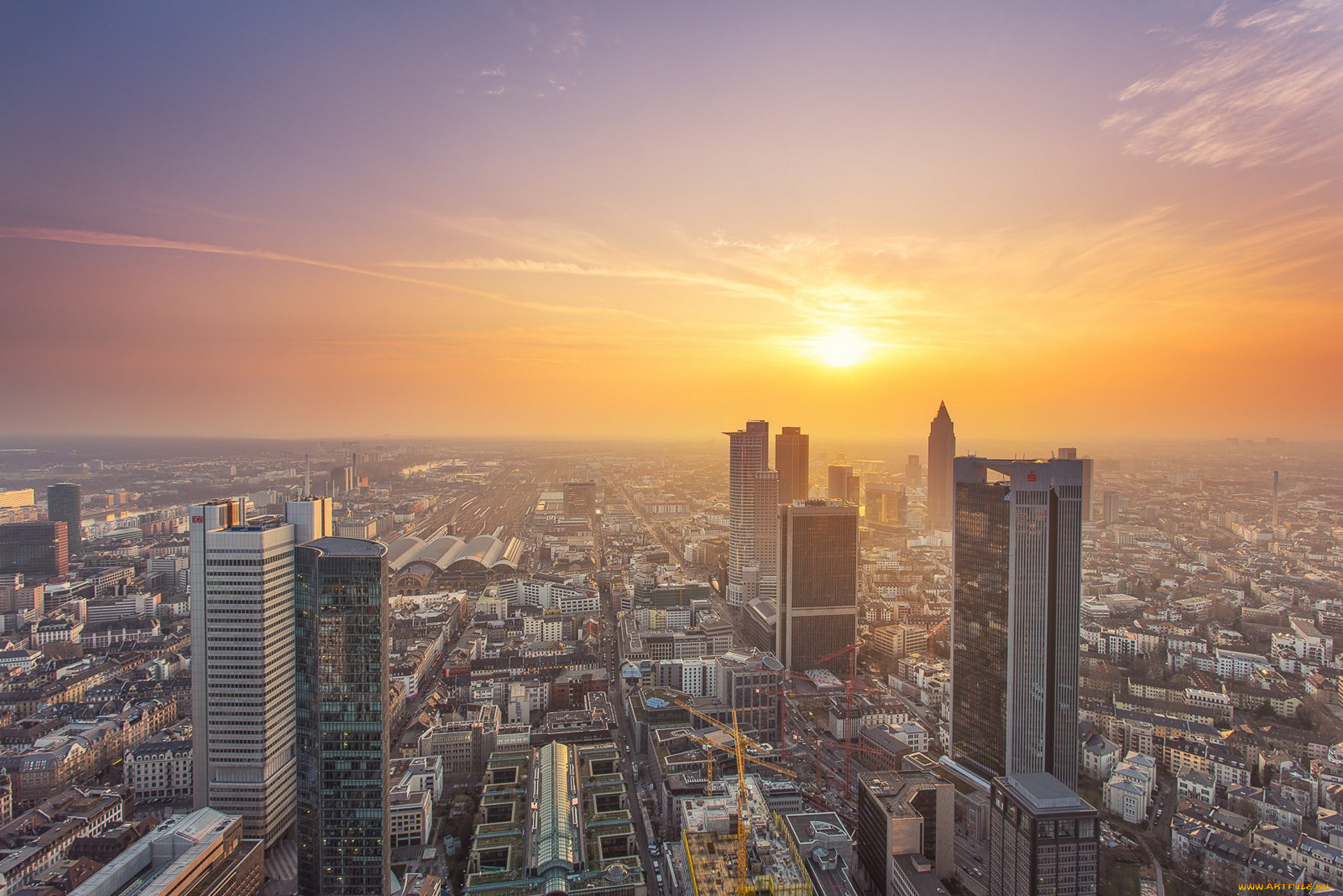 frankfurt, am, main, города, франкфурт-на-майне, , германия, небоскребы, панорама