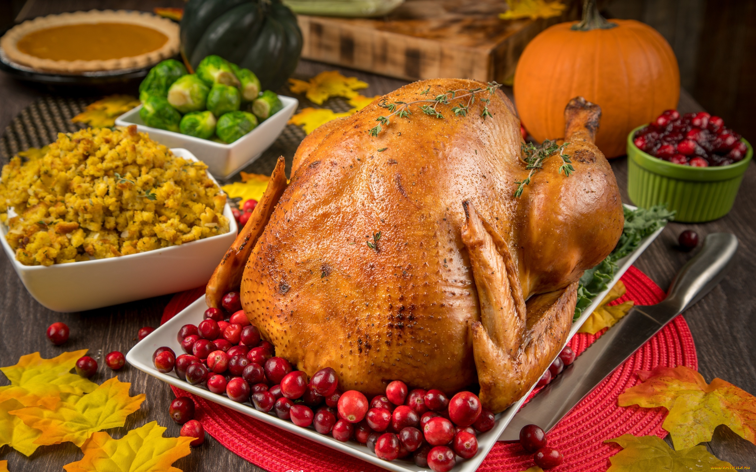 еда, мясные, блюда, тыква, индейка, брюссельская, капуста, клюква, птица