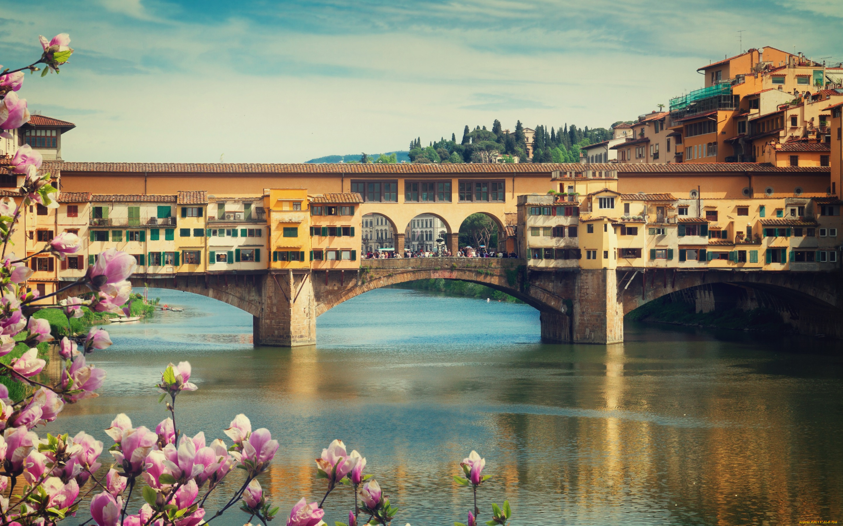 города, флоренция, , италия, bridge, флоренция, cityscape, city, город, florence, panorama, europe, цветение, travel, italy, мост, весна, ponte, vecchio, view