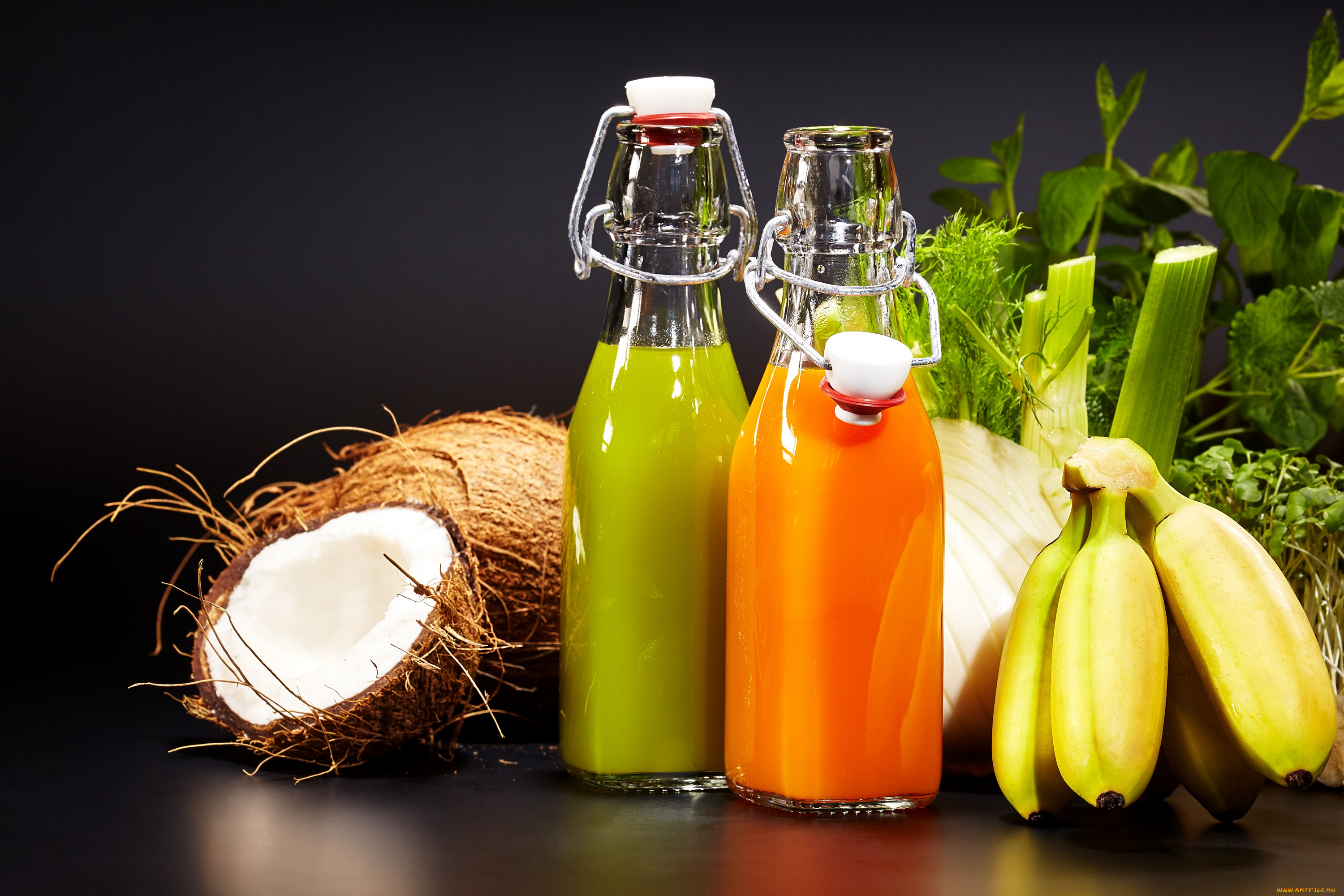 еда, напитки, , сок, мята, банан, кокос, напиток, сок