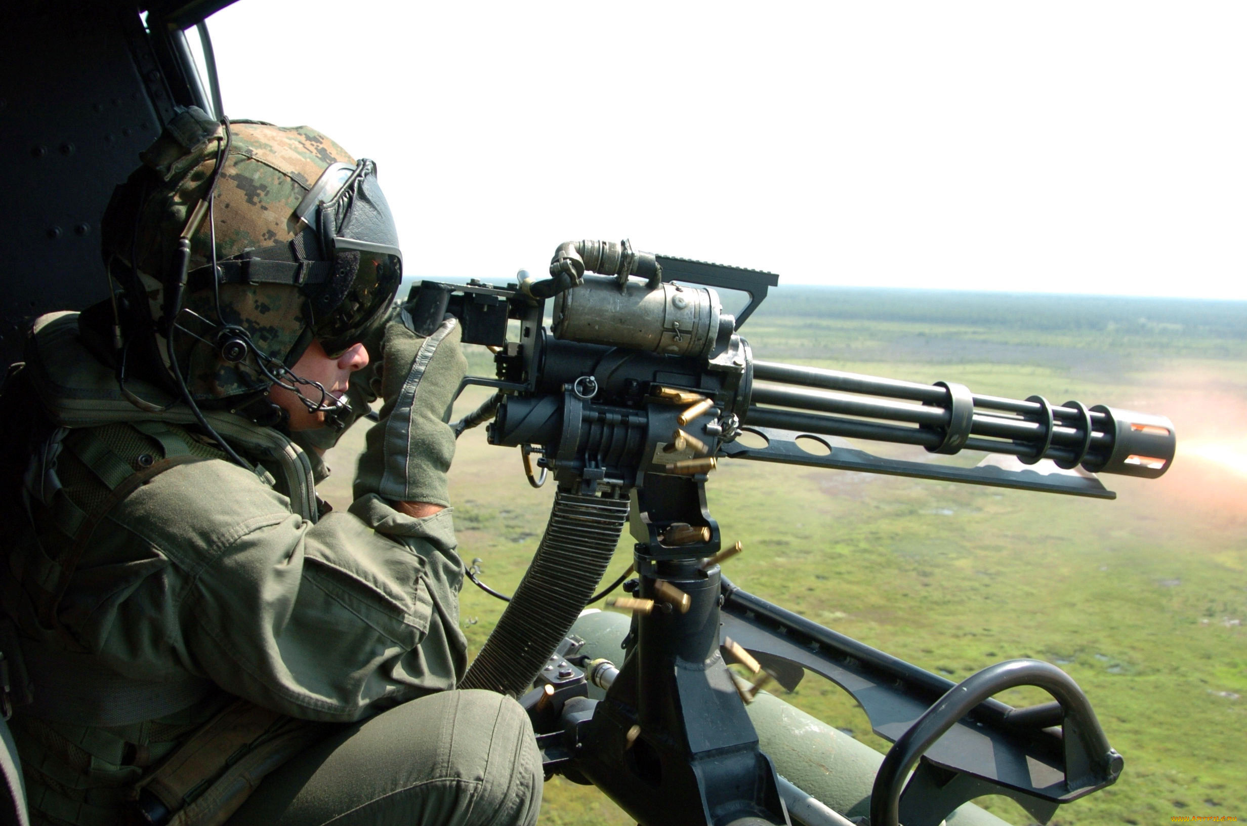 оружие, армия, спецназ, стрельба, вертолет, пулемет, солдат