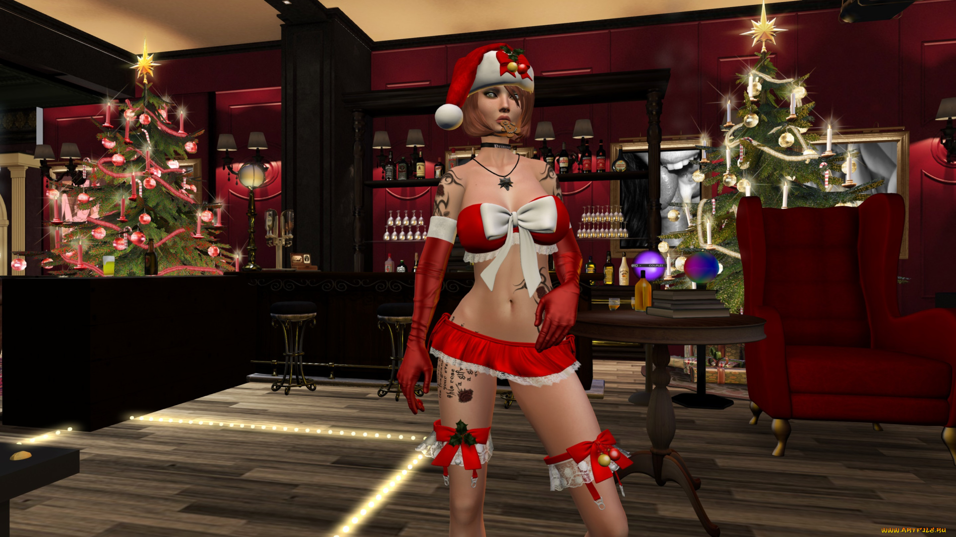 3д, графика, праздники, , holidays, фон, взгляд, девушка