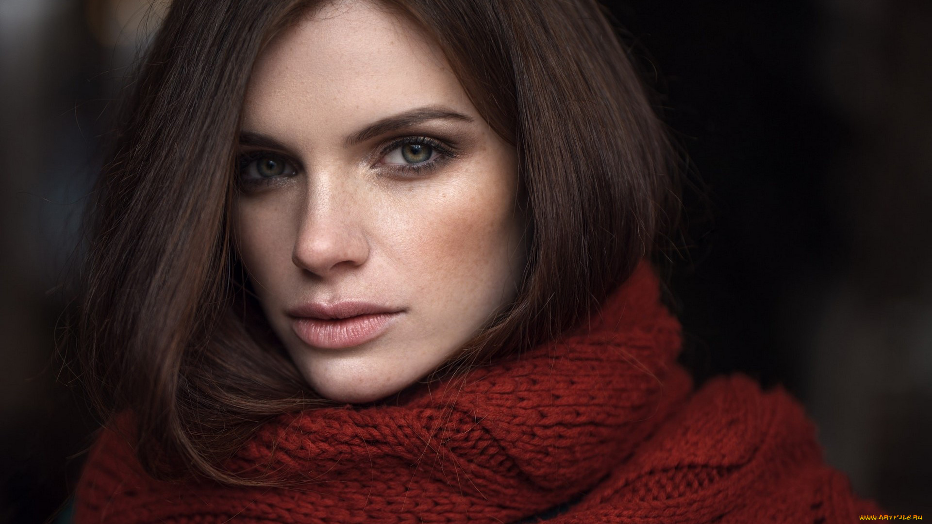 девушки, -unsort, , лица, , портреты, девушка, взгляд, красотка, макияж, виктория, колодько, лицо, портрет, шарф, модель, брюнетка