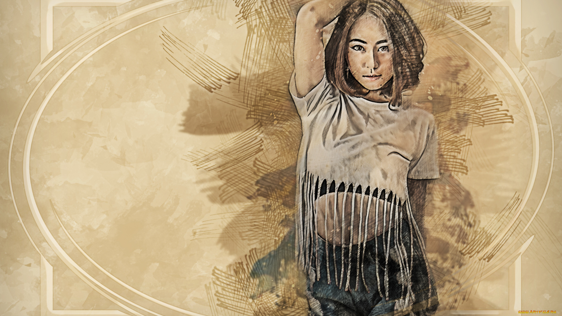 календари, компьютерный, дизайн, 2019, calendar, винтаж, ретро, женщина, узор, азиатка, девушка, рисунок, взгляд