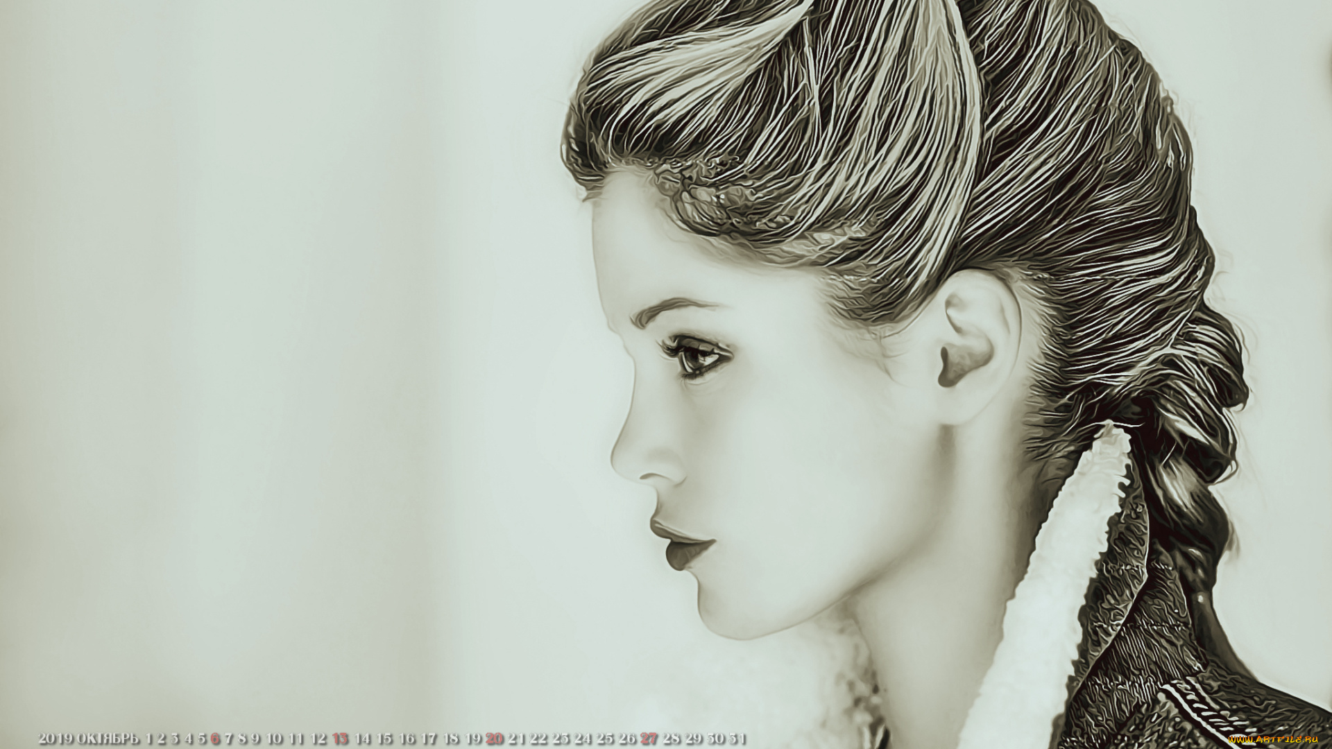 календари, компьютерный, дизайн, 2019, женщина, девушка, профиль, лицо, calendar