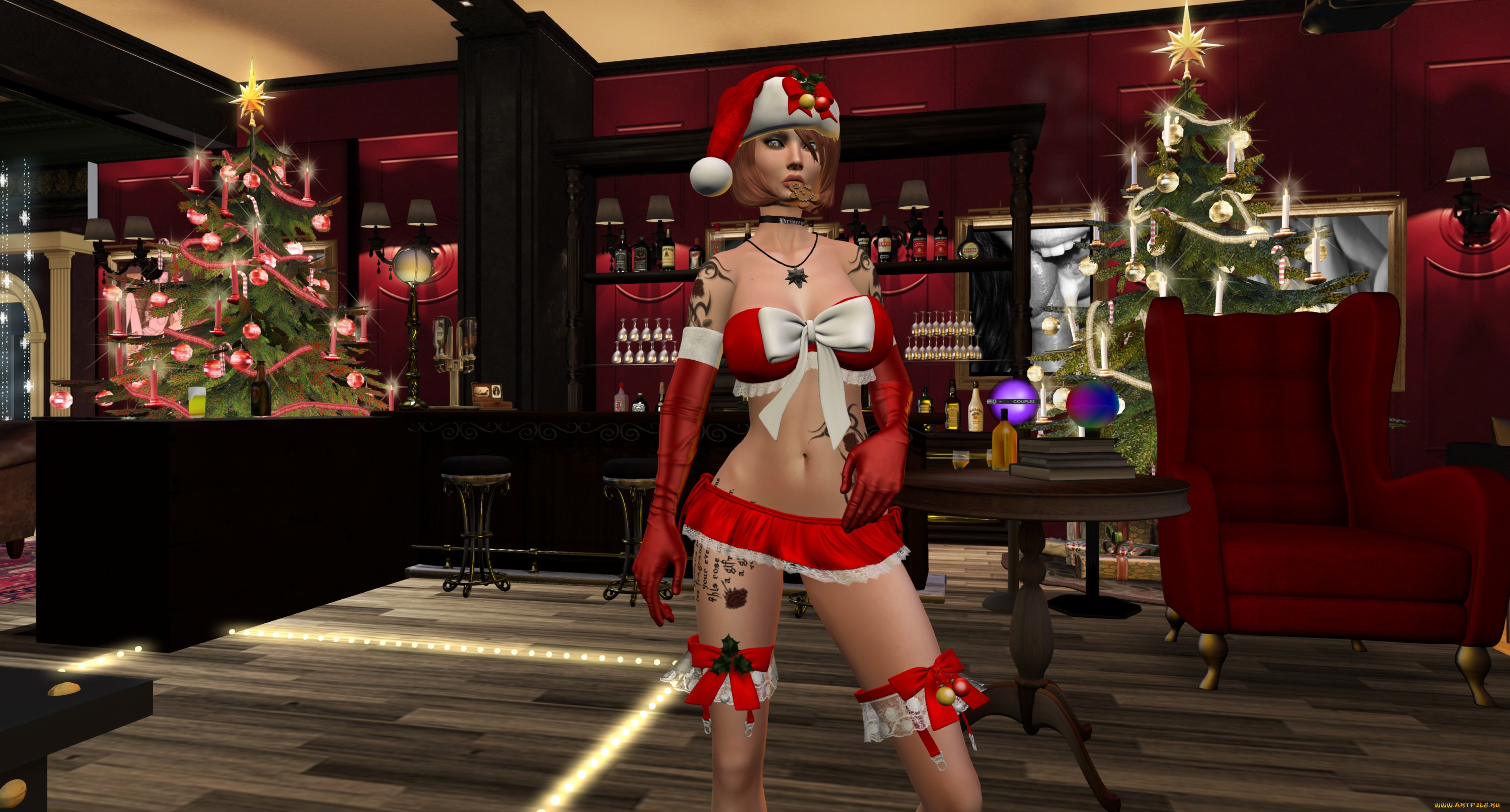 3д, графика, праздники, , holidays, фон, взгляд, девушка