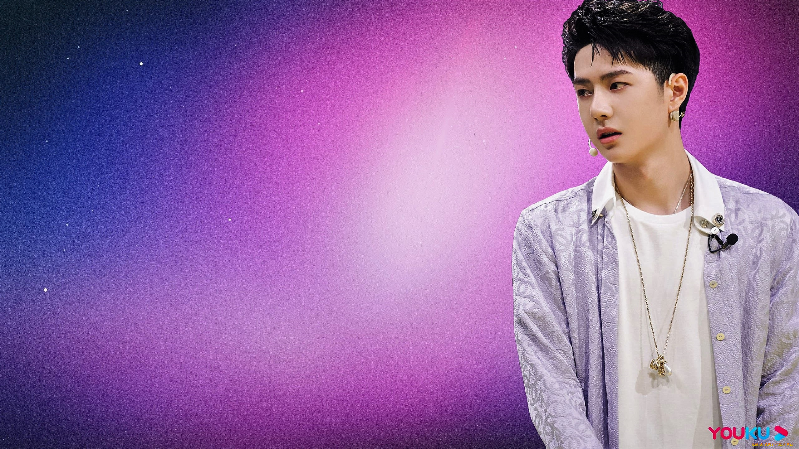 мужчины, wang, yi, bo, актер, певец, рубашка, кулон