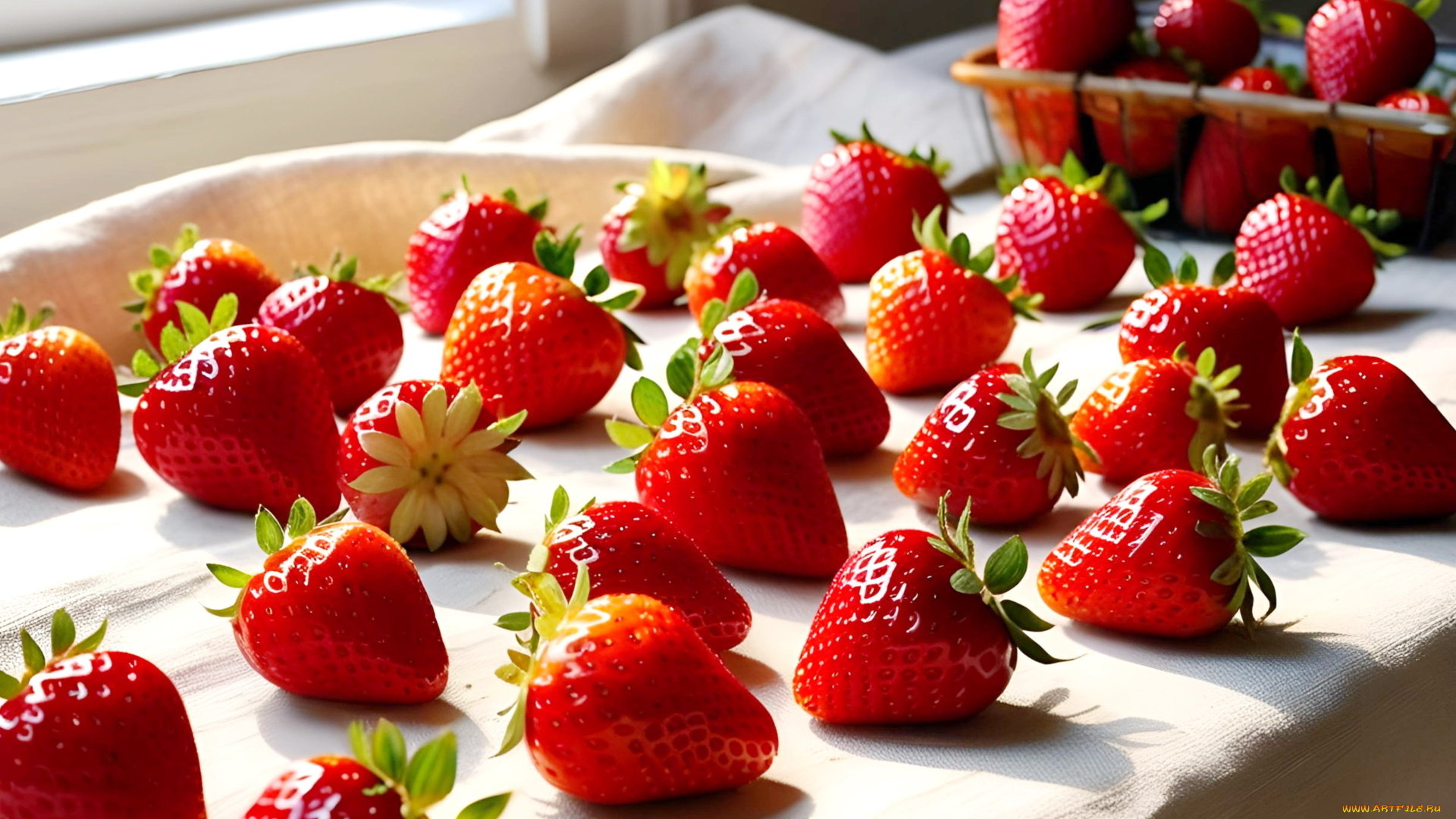 3д, графика, еда-, food, клубника