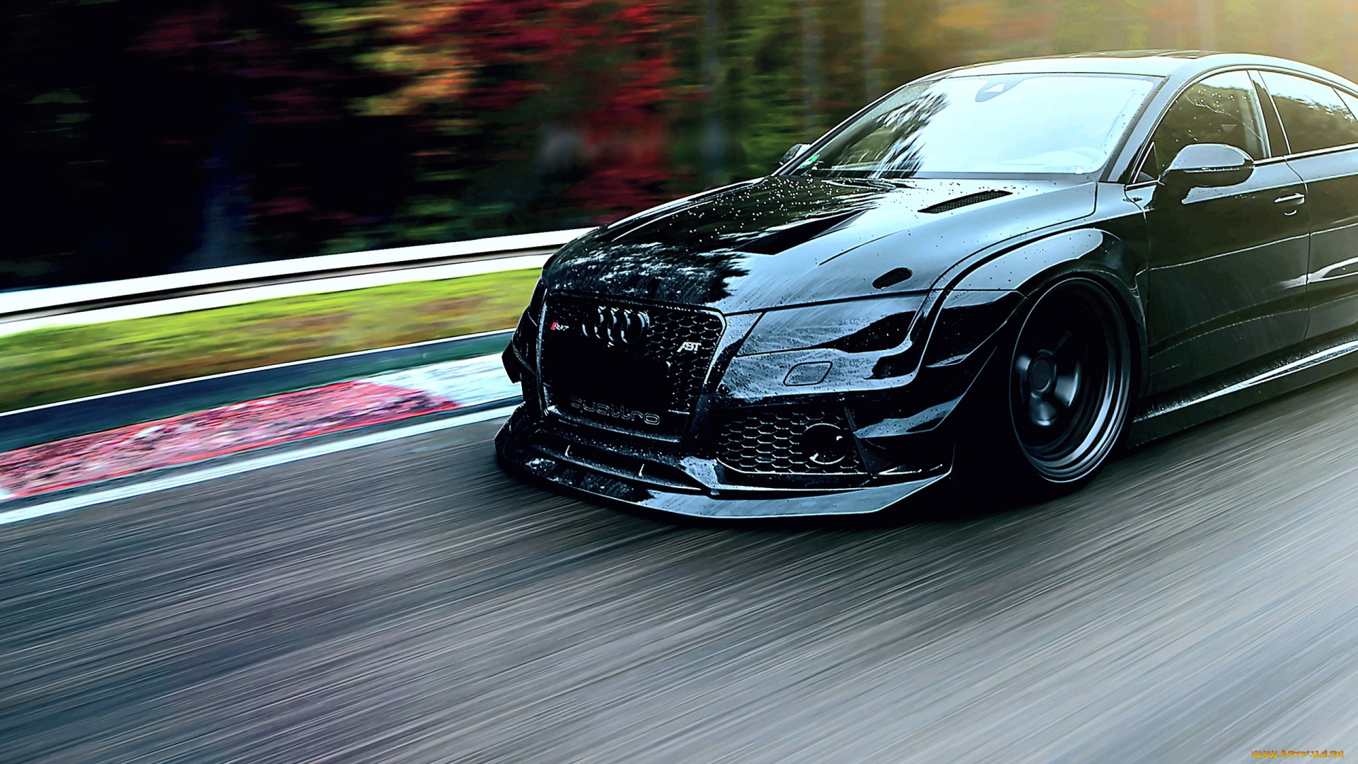 audi, rs7, автомобили, фрагменты, автомобиля, черный, скорость, дорога