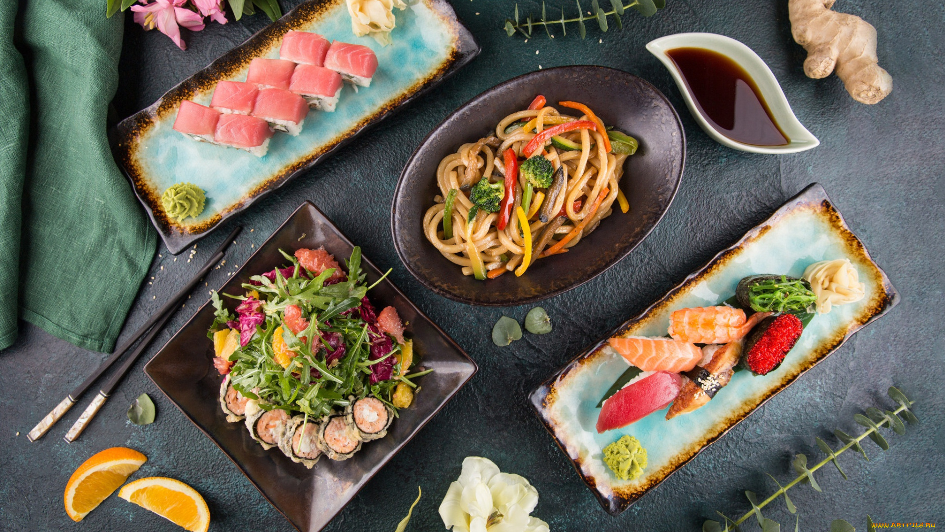 еда, разное, имбирь, роллы, лапша, суши