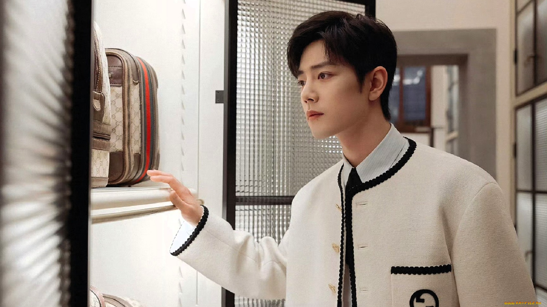 мужчины, xiao, zhan, актер, пиджак, полки, сумки