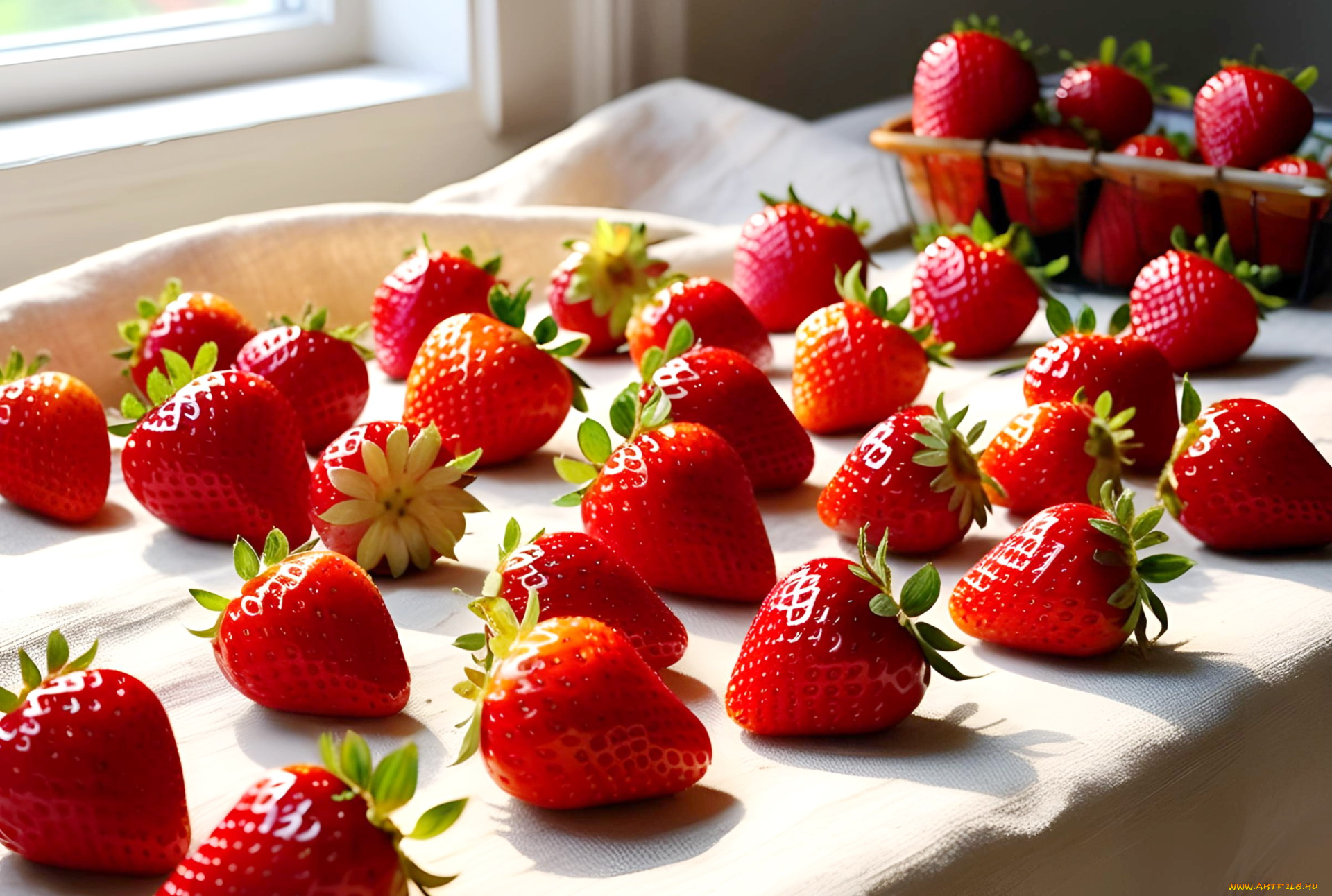 3д, графика, еда-, food, клубника