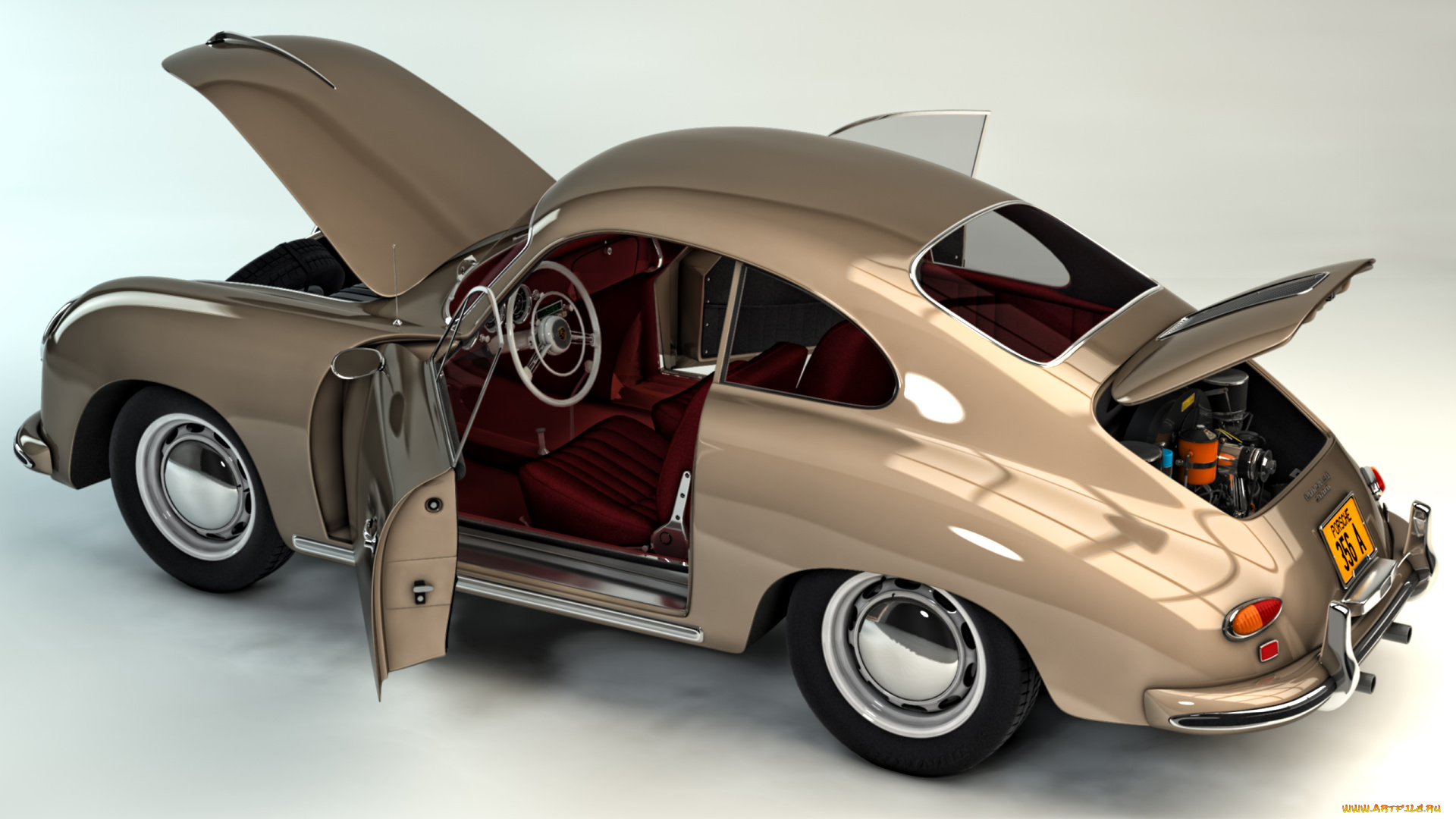 автомобили, 3д, 1957, porsche, 356a