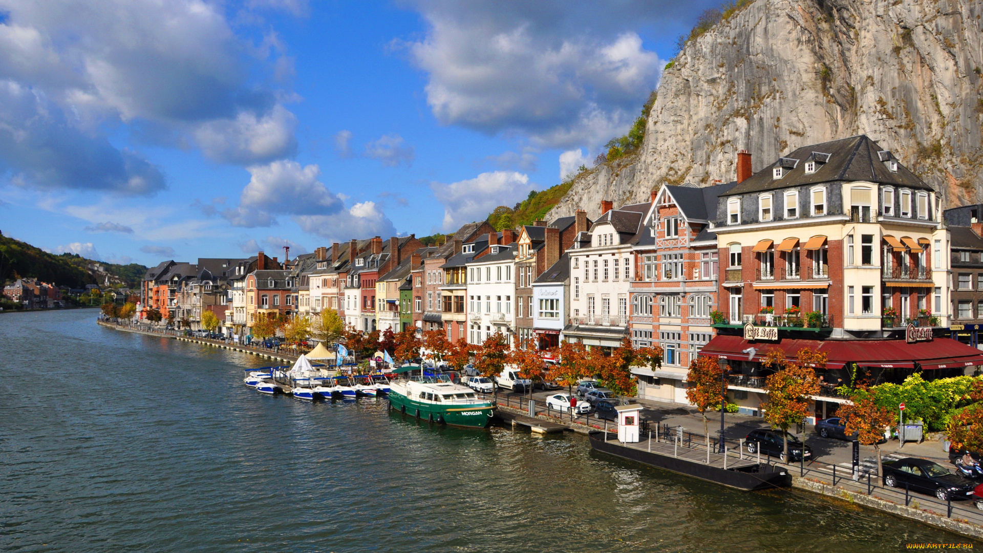 динан, бельгия, города, -, улицы, , площади, , набережные, динан, бельгия, дома, набережная, река, горы