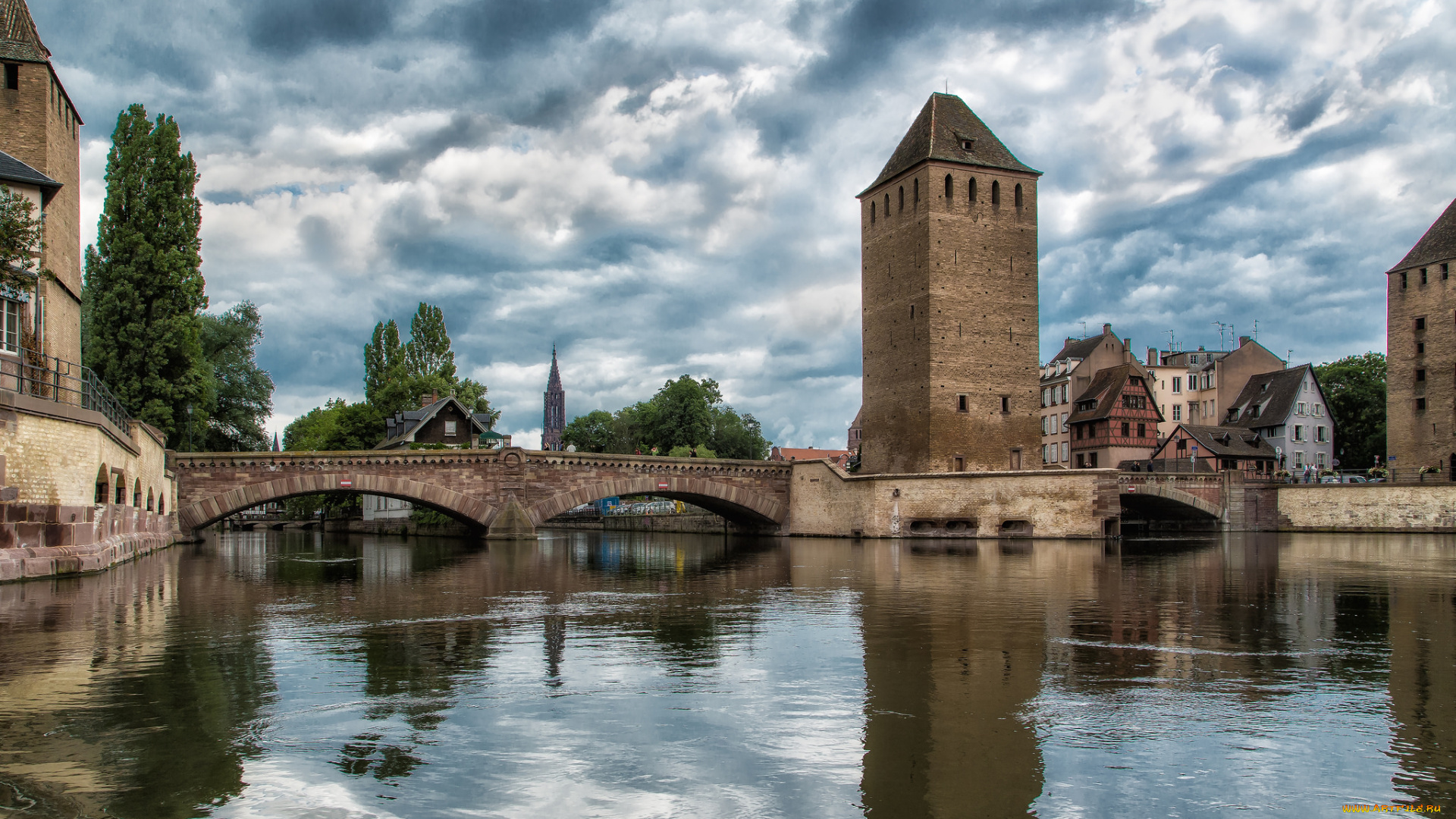 города, -, мосты, башня, мост, река