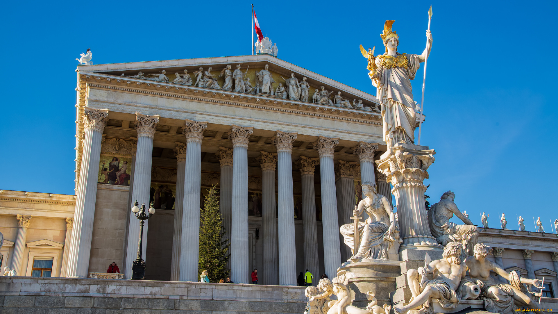 vienna, города, -, дворцы, , замки, , крепости, статуя, дворец