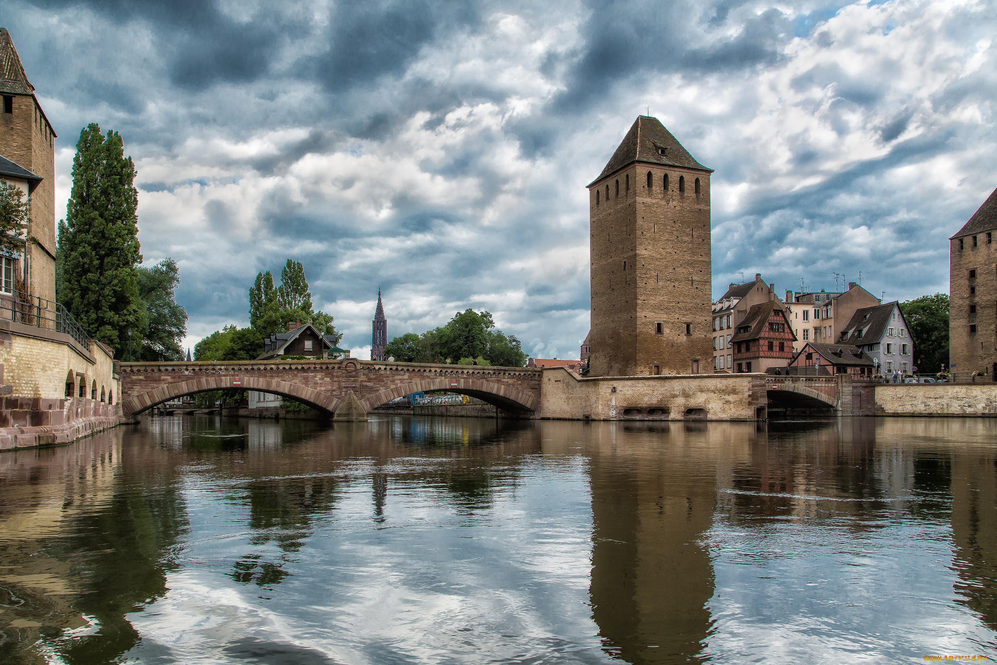 города, -, мосты, башня, мост, река