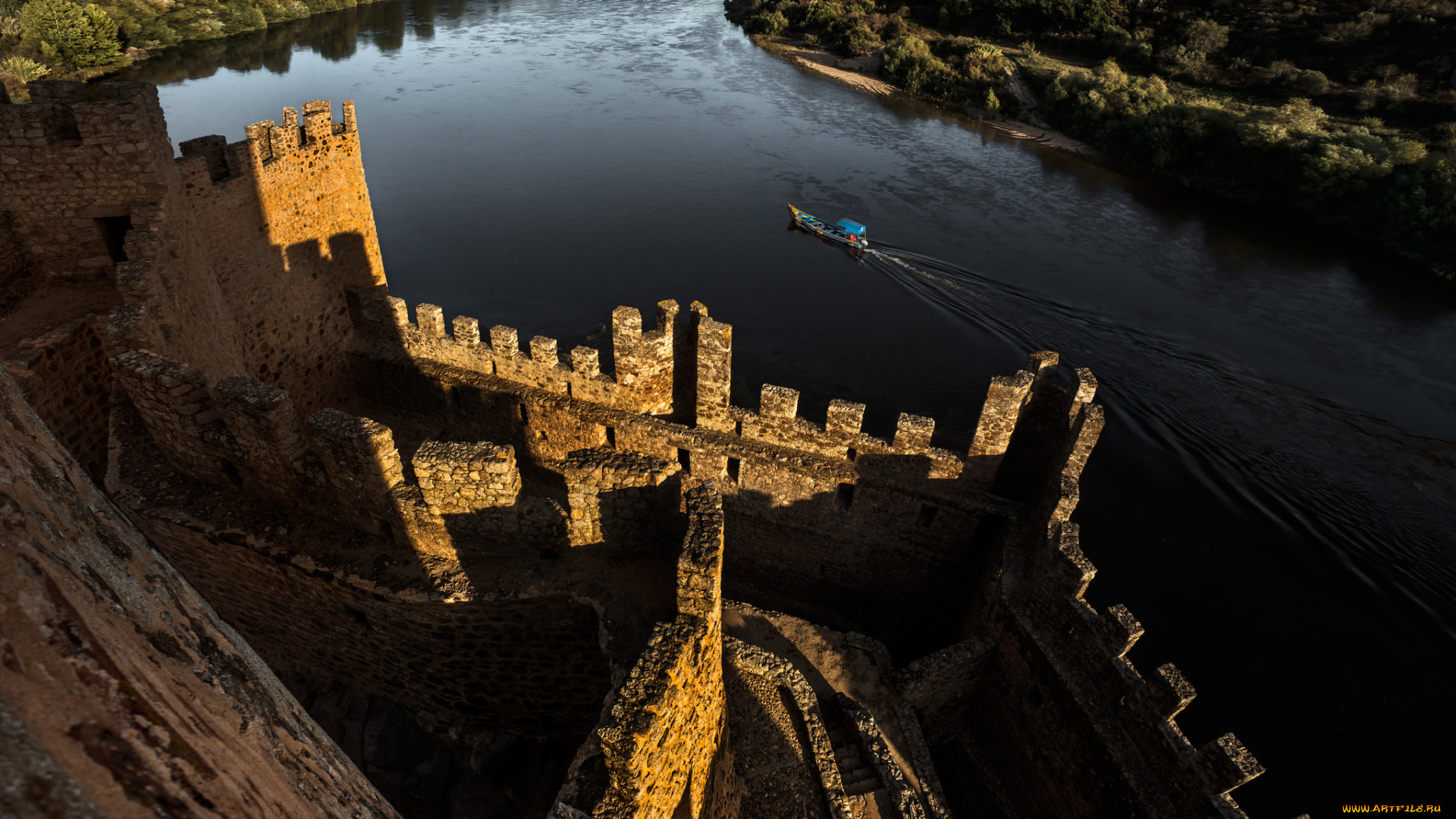 almourol, castle, , portugal, города, -, дворцы, , замки, , крепости, замок, река