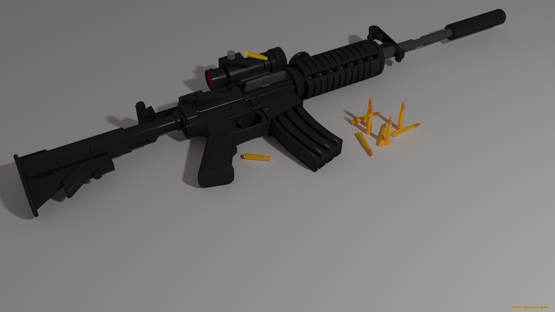 оружие, 3d, патроны, карабин, прицел