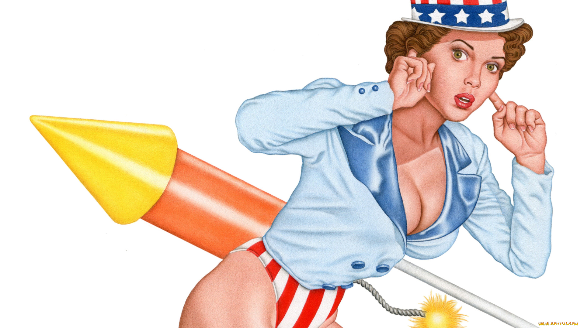 рисованное, люди, фон, взгляд, девушка