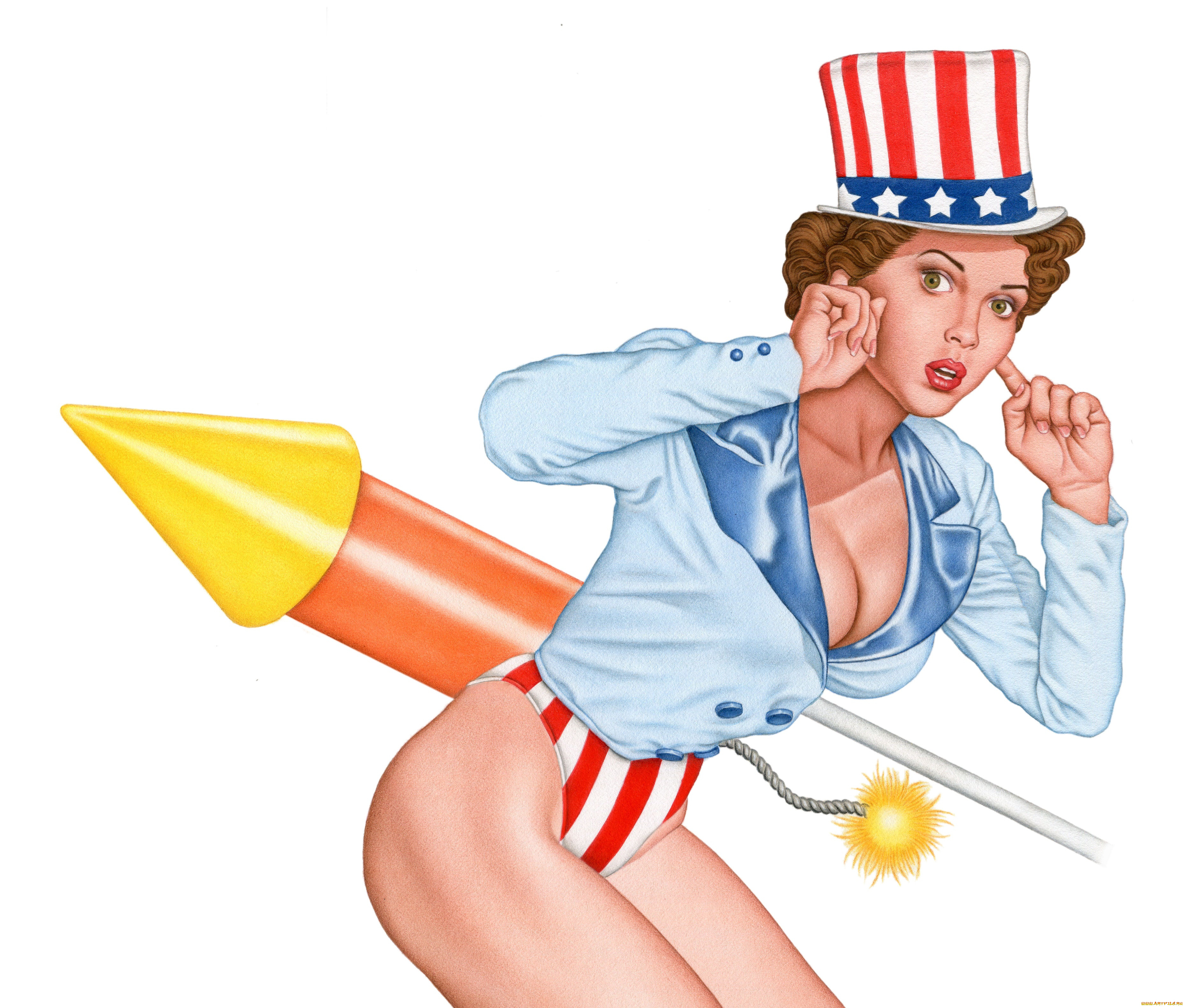 рисованное, люди, фон, взгляд, девушка