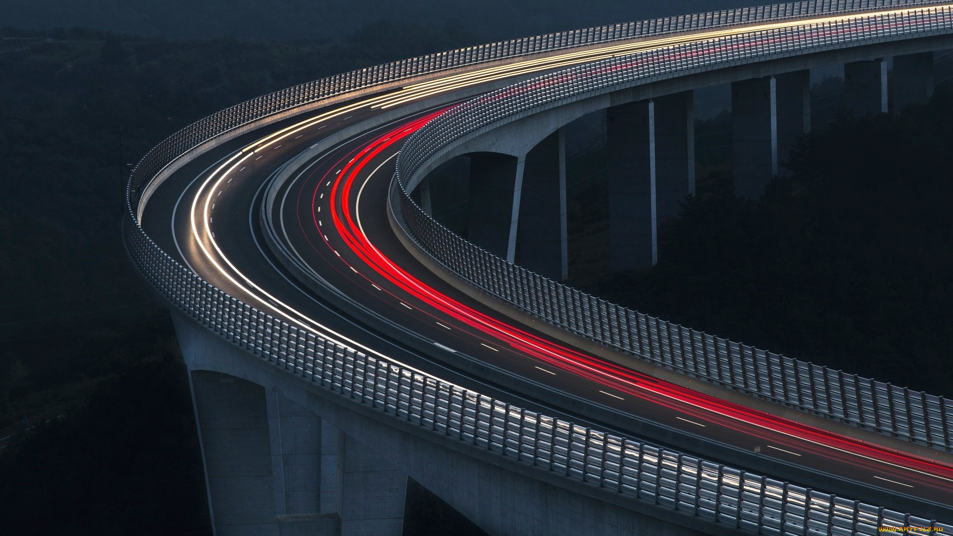 города, -, мосты, мост, поворот, движение