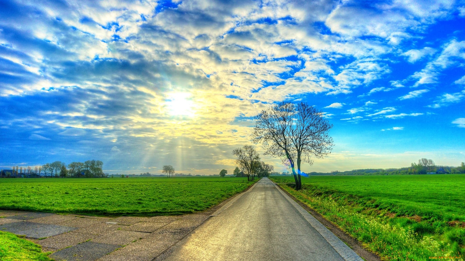 природа, дороги, рассвет, дорога