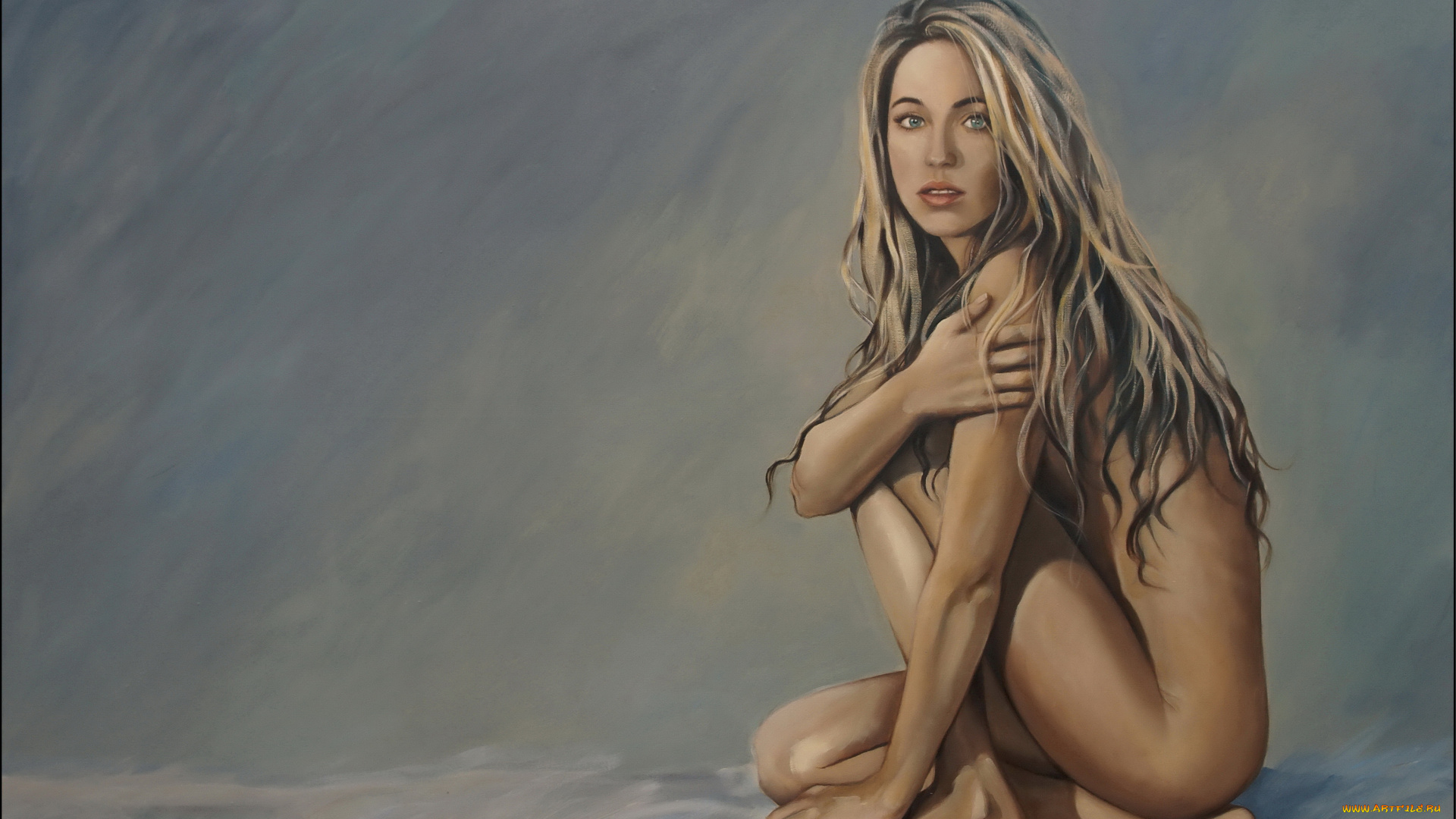 рисованное, люди, девушка, фон, взгляд