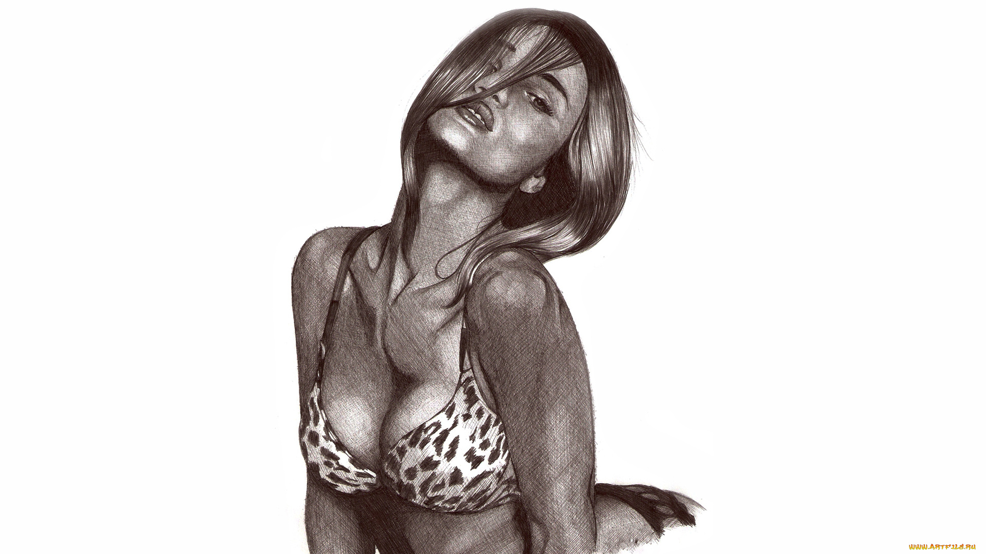 рисованное, люди, девушка, волосы, бельё, фон, взгляд