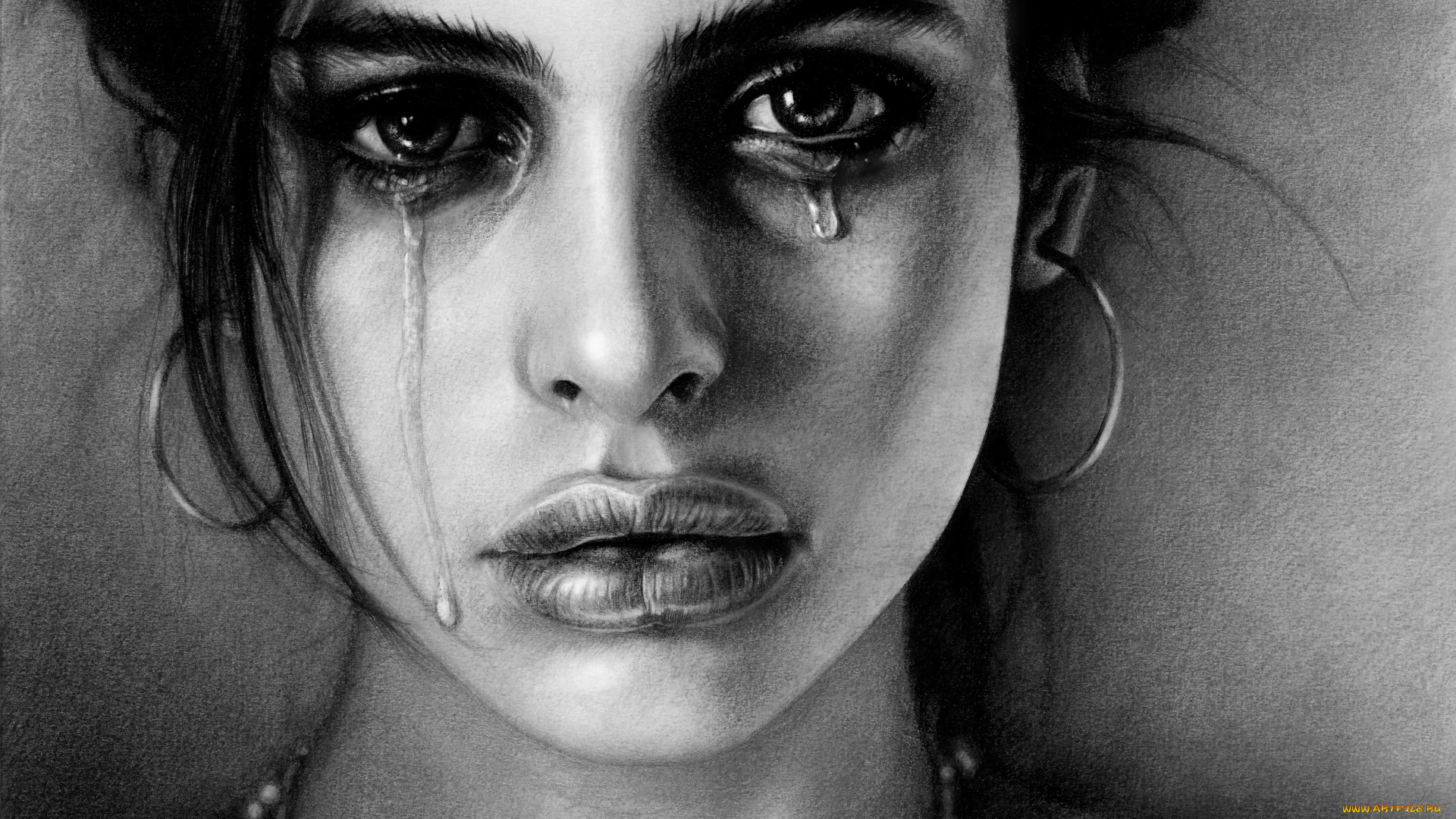 рисованное, люди, фон, слеза, взгляд, девушка, портрет