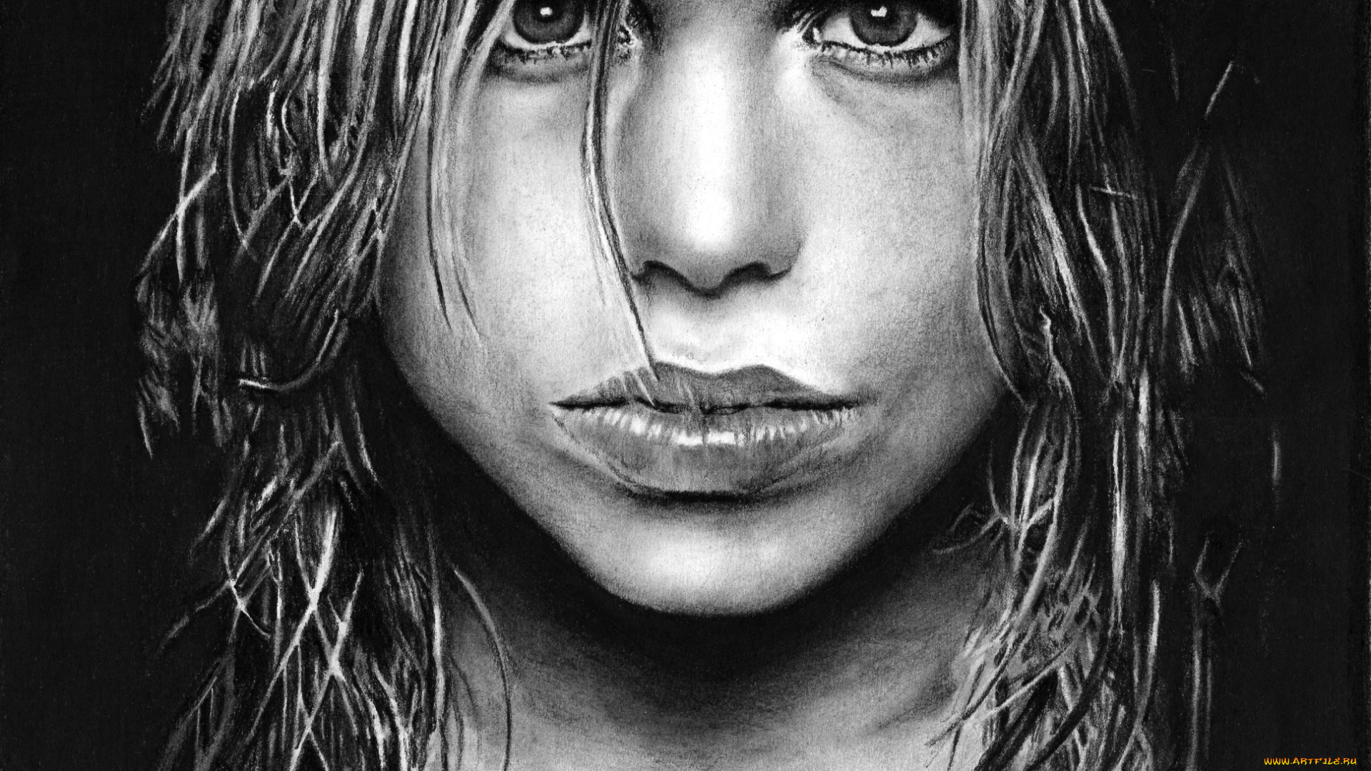 рисованное, люди, портрет, девушка, фон, взгляд