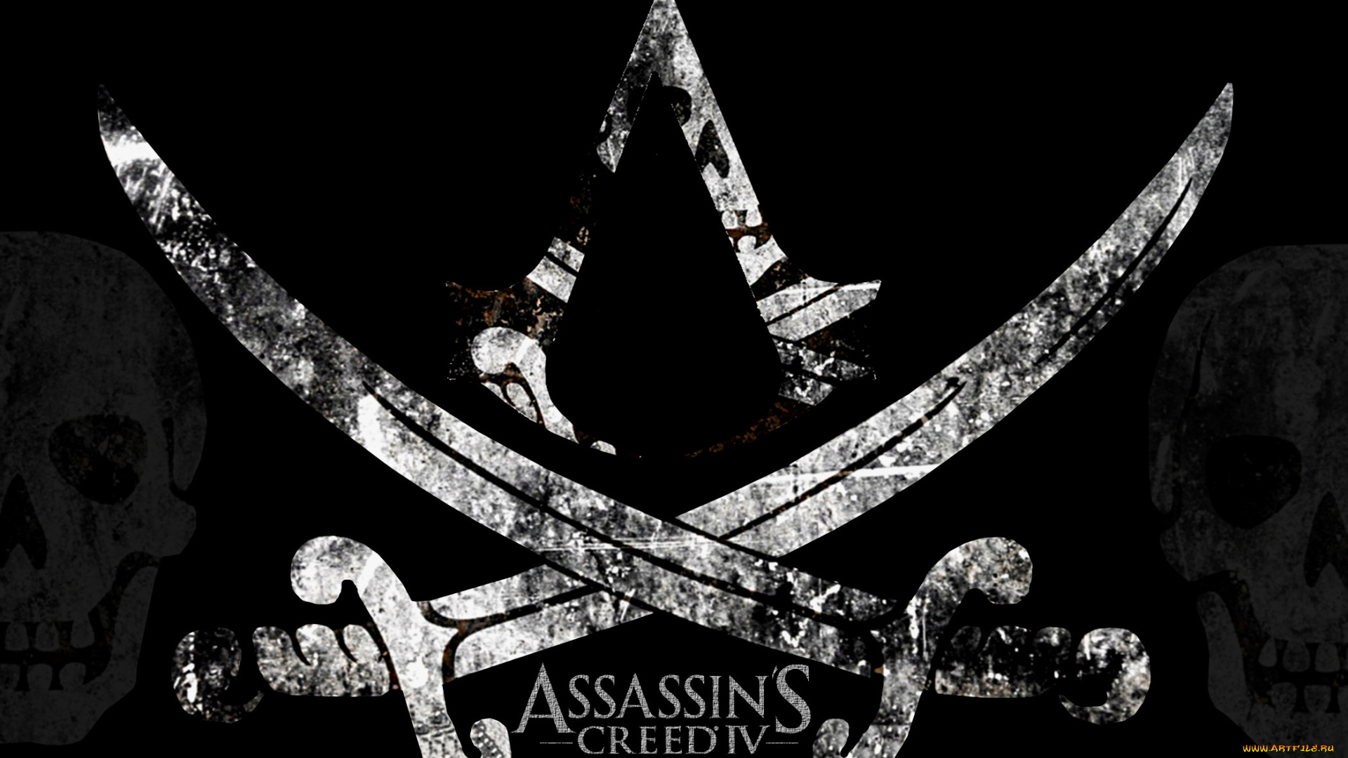 видео, игры, assassin`s, creed, iv, , black, flag, фон, череп, сабля