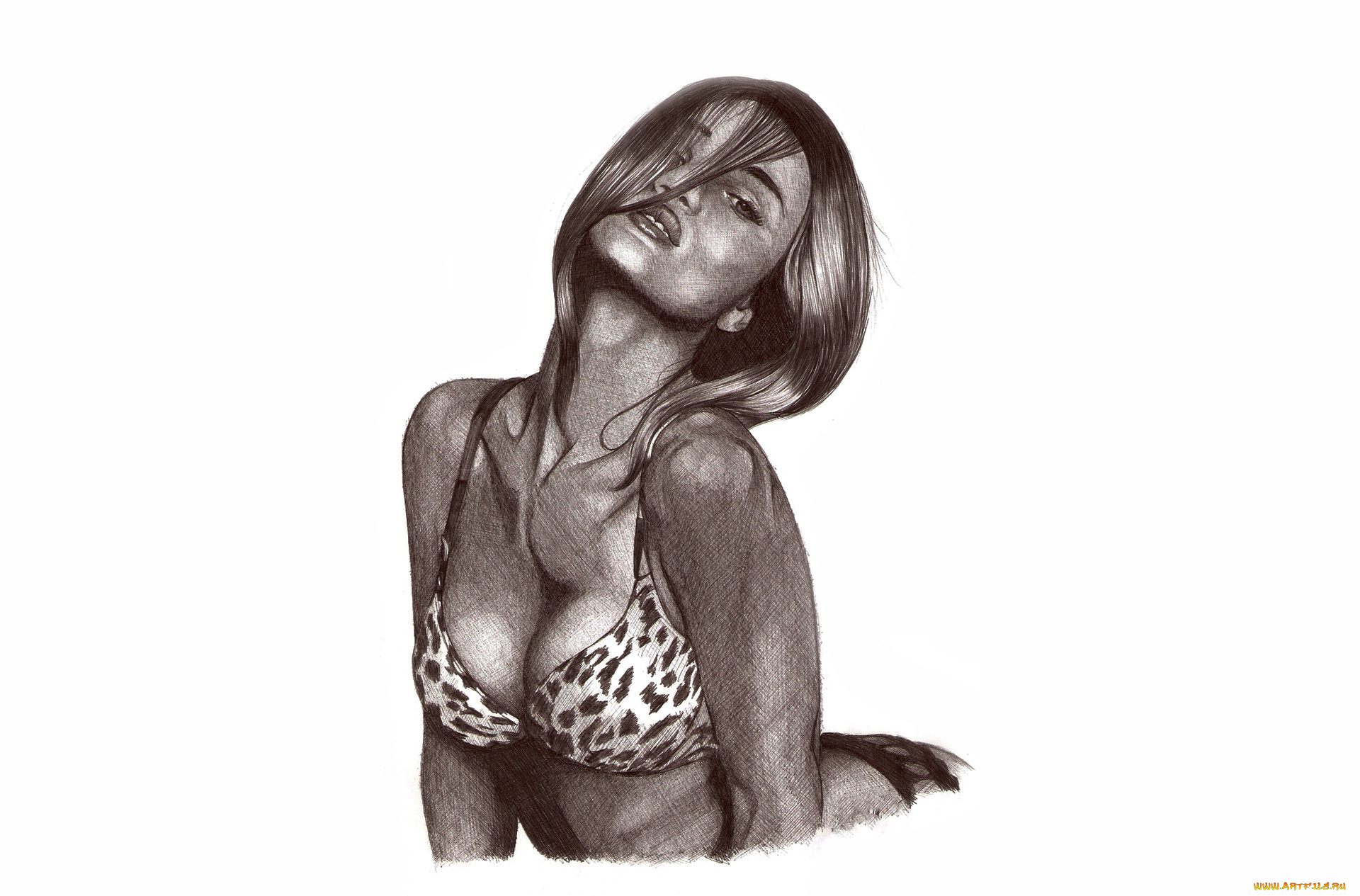 рисованное, люди, девушка, волосы, бельё, фон, взгляд