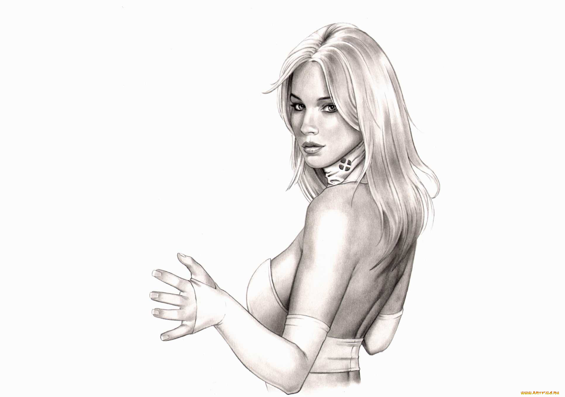 рисованное, комиксы, фон, девушка, взгляд