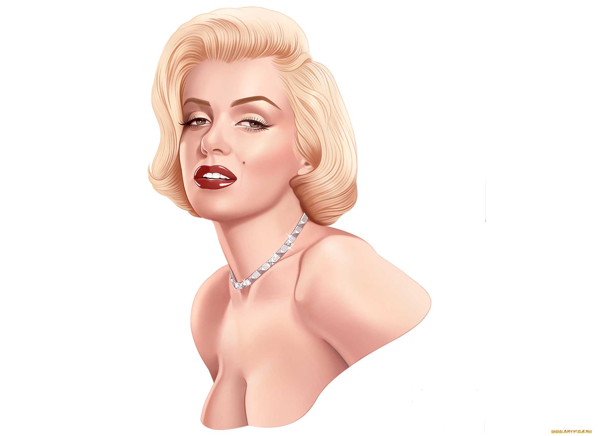marilyn, monroe, рисованное, люди, знаменитость, взгляд, родинка, девушка, фон
