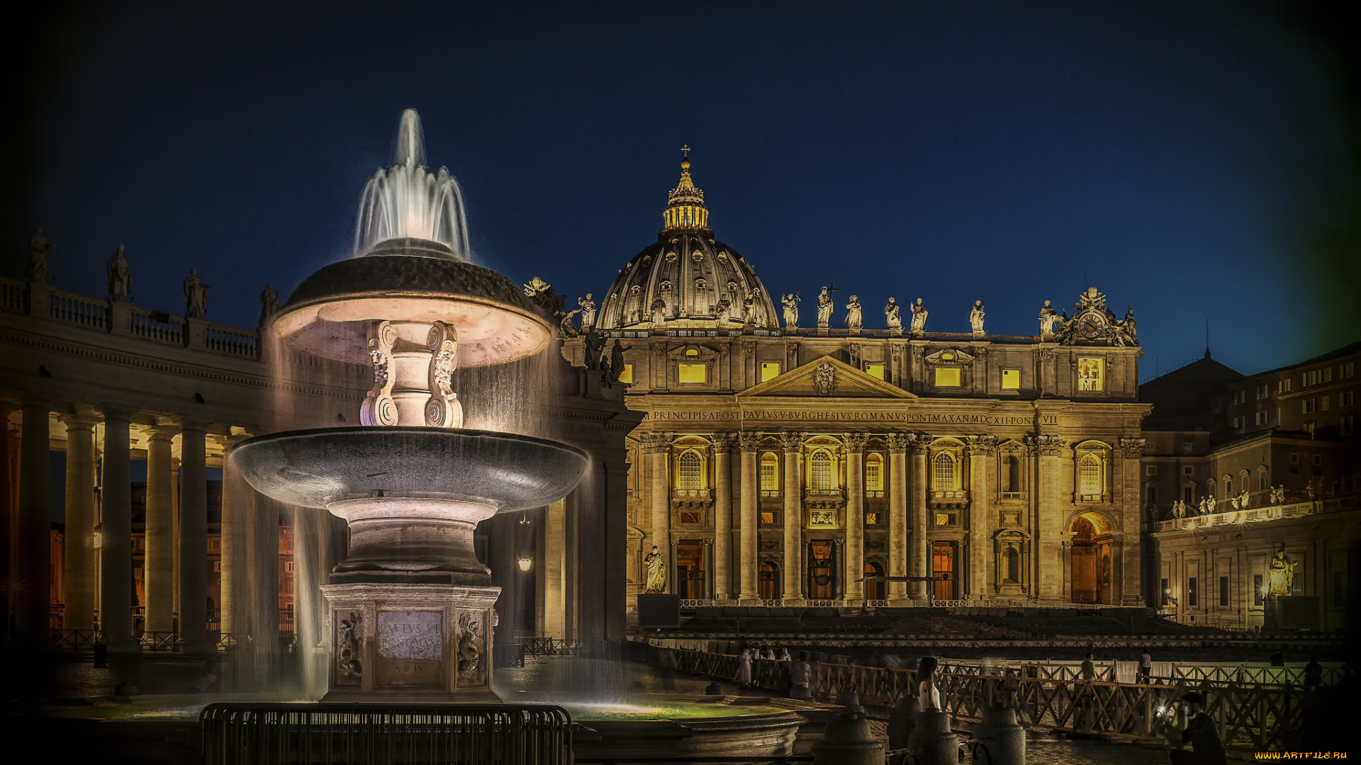 rome, , st, peter`s, basilica, города, рим, , ватикан, , италия, огни, ночь, дворец